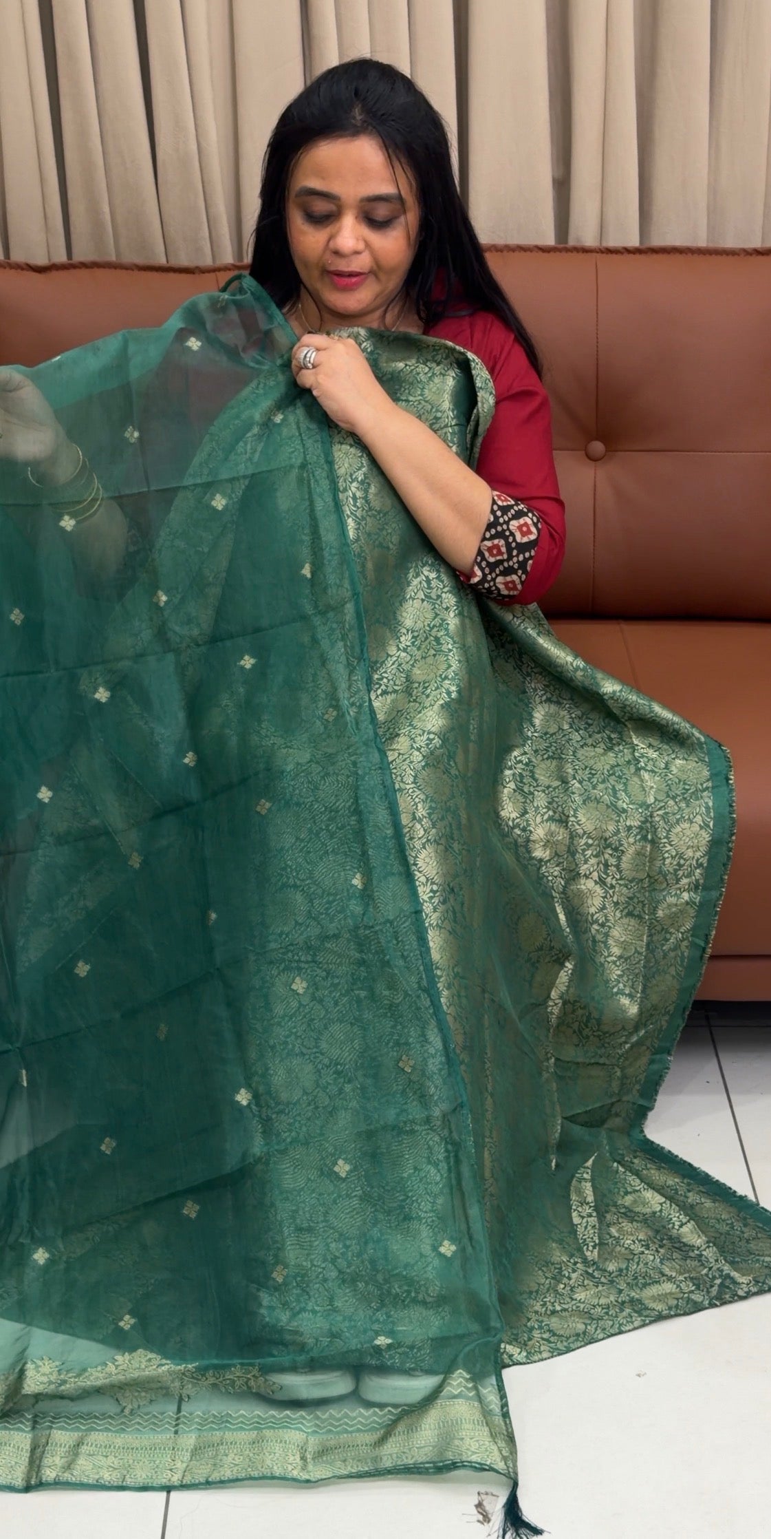 SEMI KATAN UNSTITHED SALWAR SUITS - IHA 34970