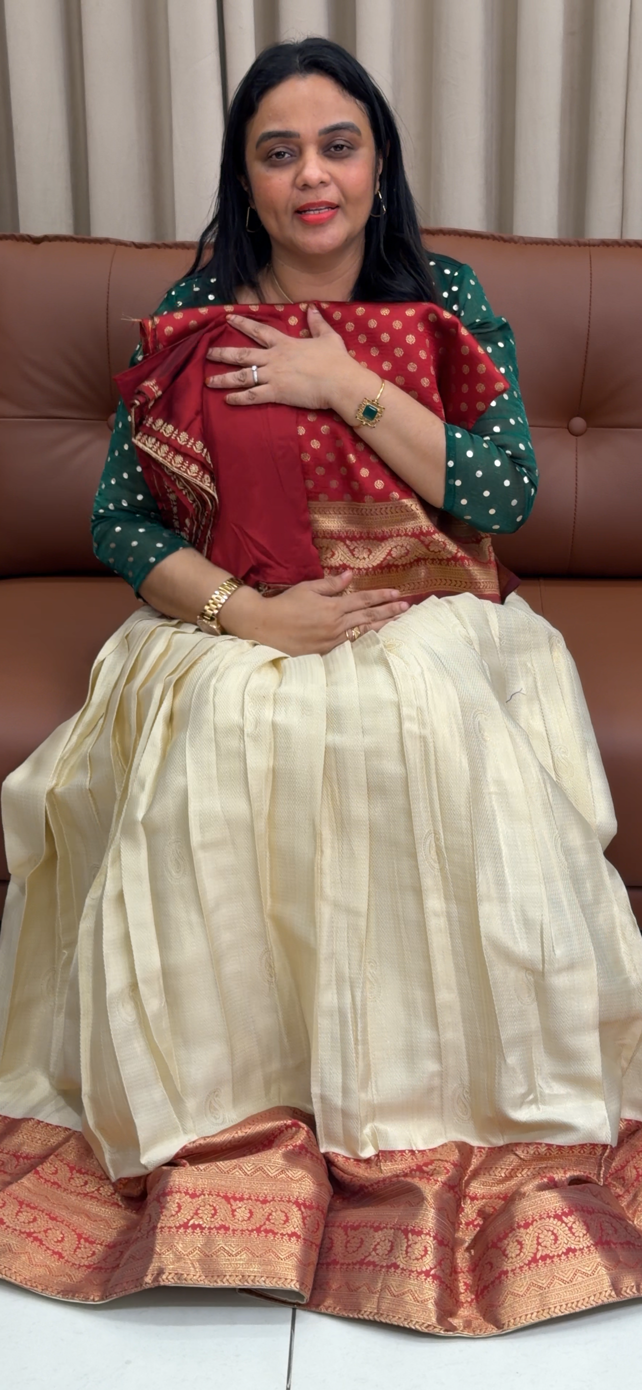 SILK BROCADE SEMI STITCHED DHAVANI - IHA 33598