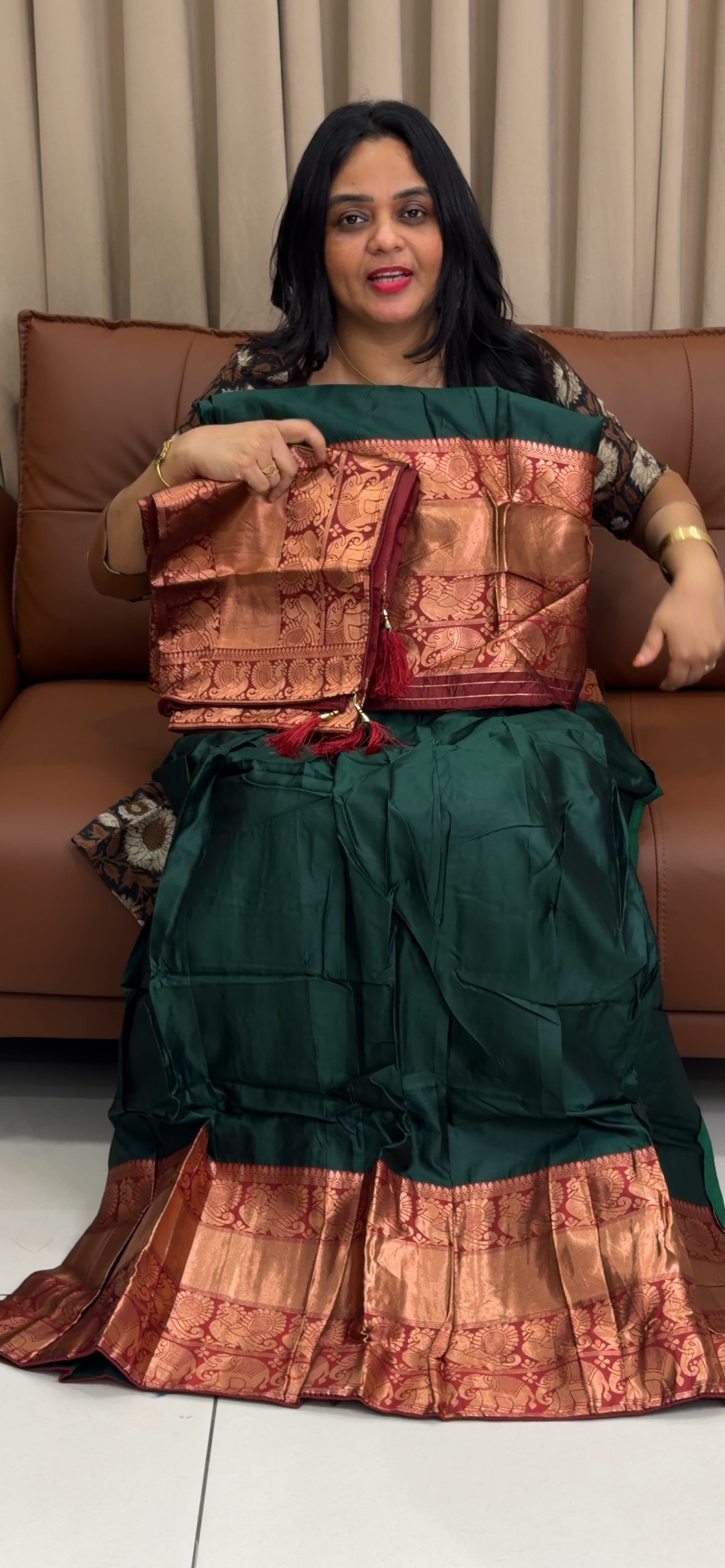 SEMI SILK SEMI STITCHED DHAVANI SETS - IHA 34095
