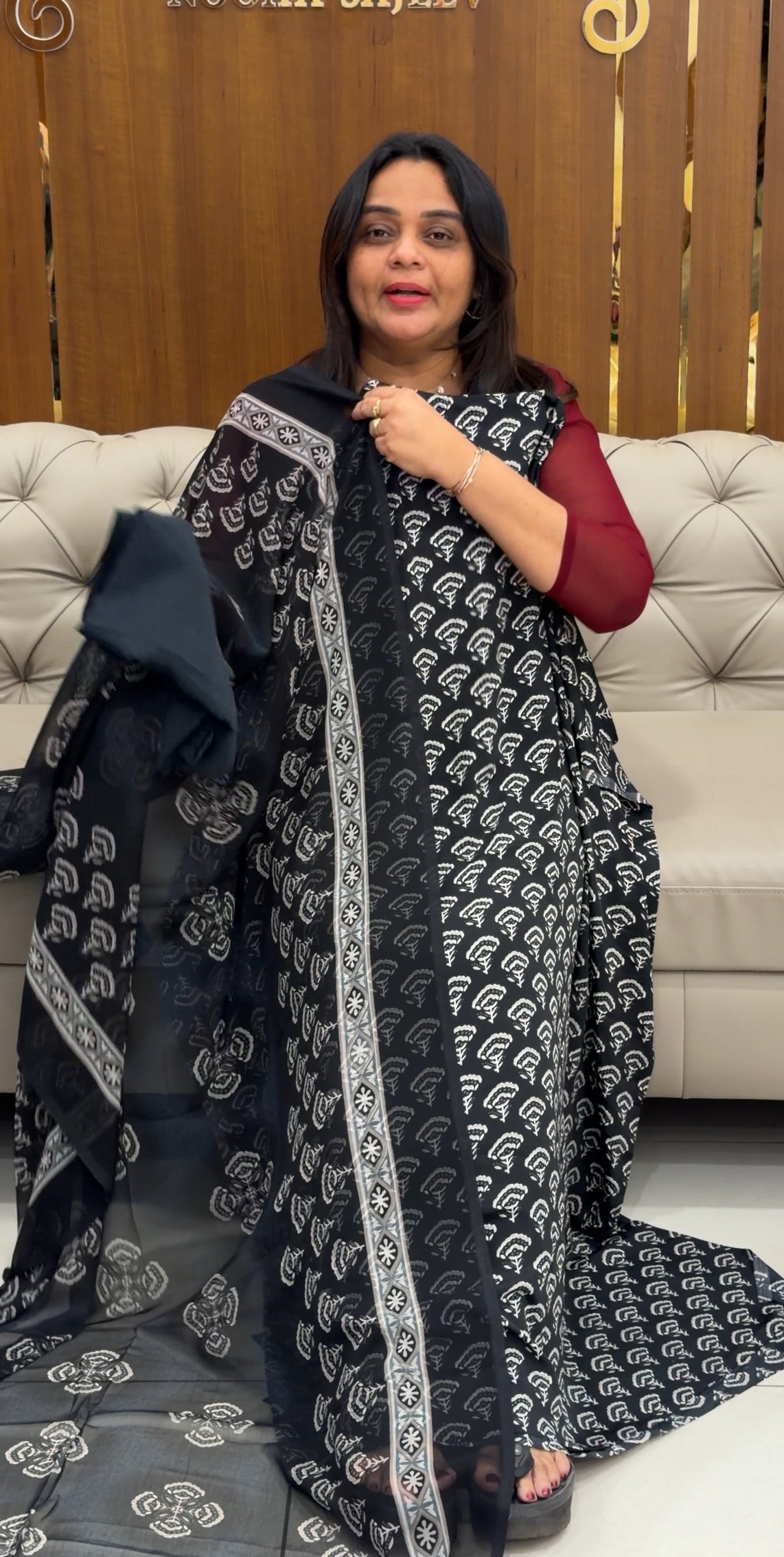 PRINTED CRAPE UNSTITCHED SALWAR SUITS - IHA 28755