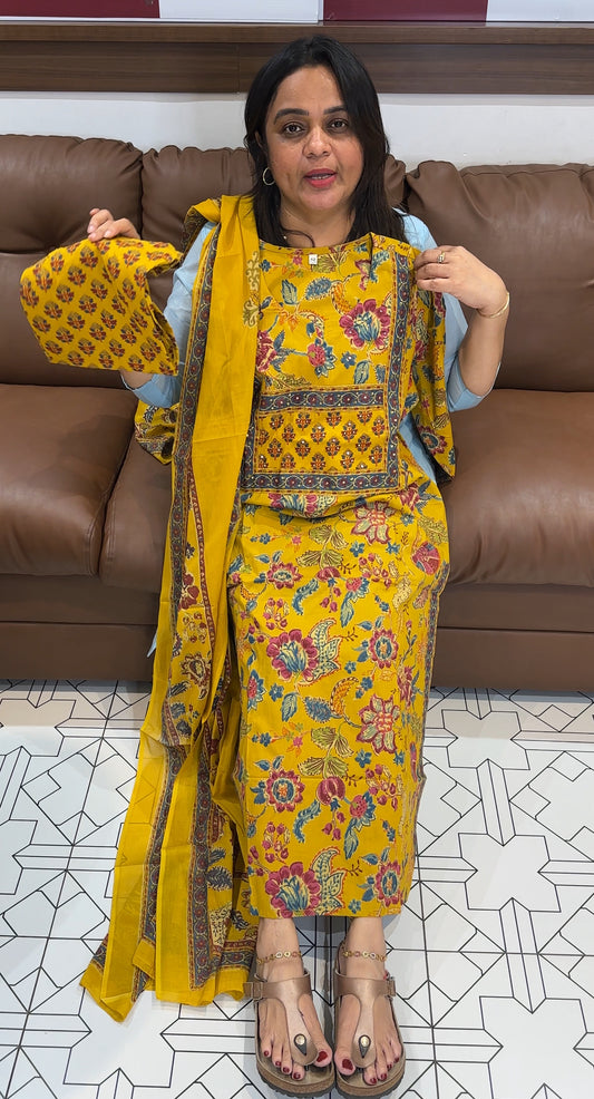 PRINTED COTTON TOP, BOTTOM AND DUPATTA - IHA 27345