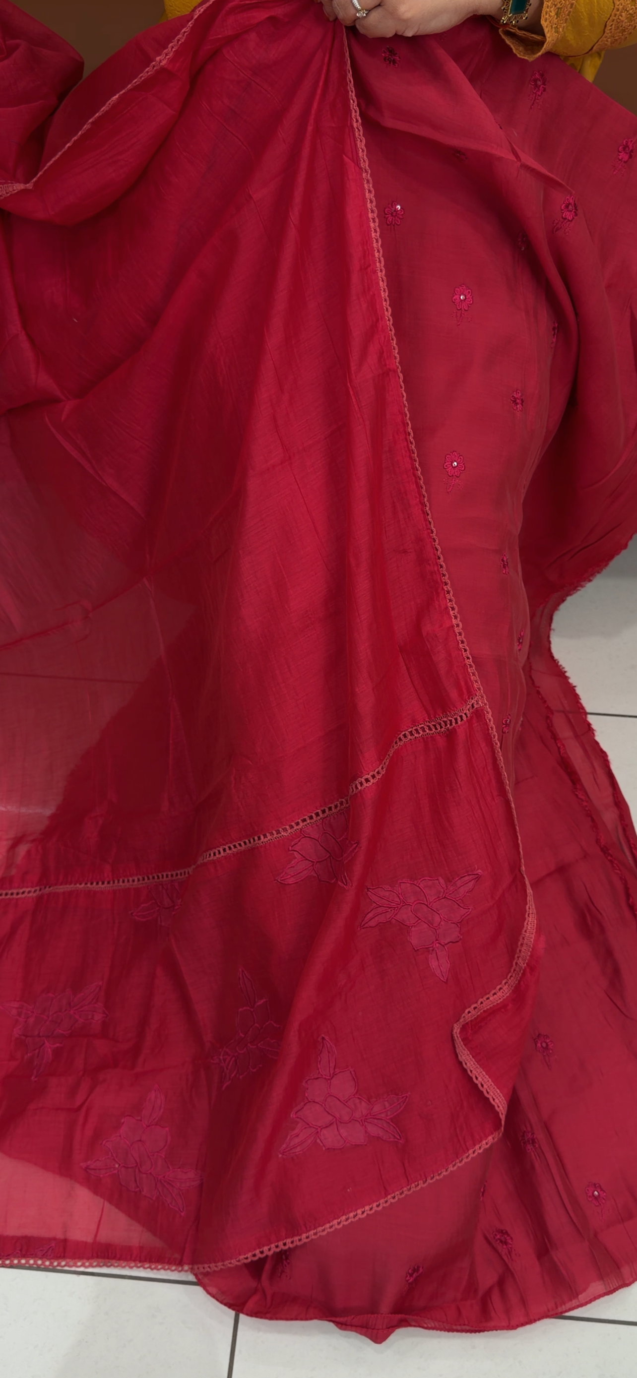 MUL CHANDERI UNSTITCHED SALWAR SUITS - IHA 33484