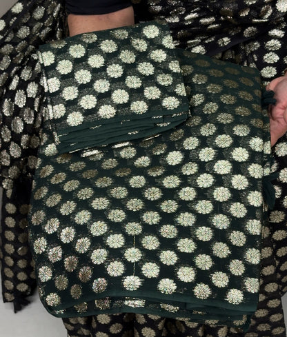 GEORGETTE BANARASI SAREES - IHA  28948