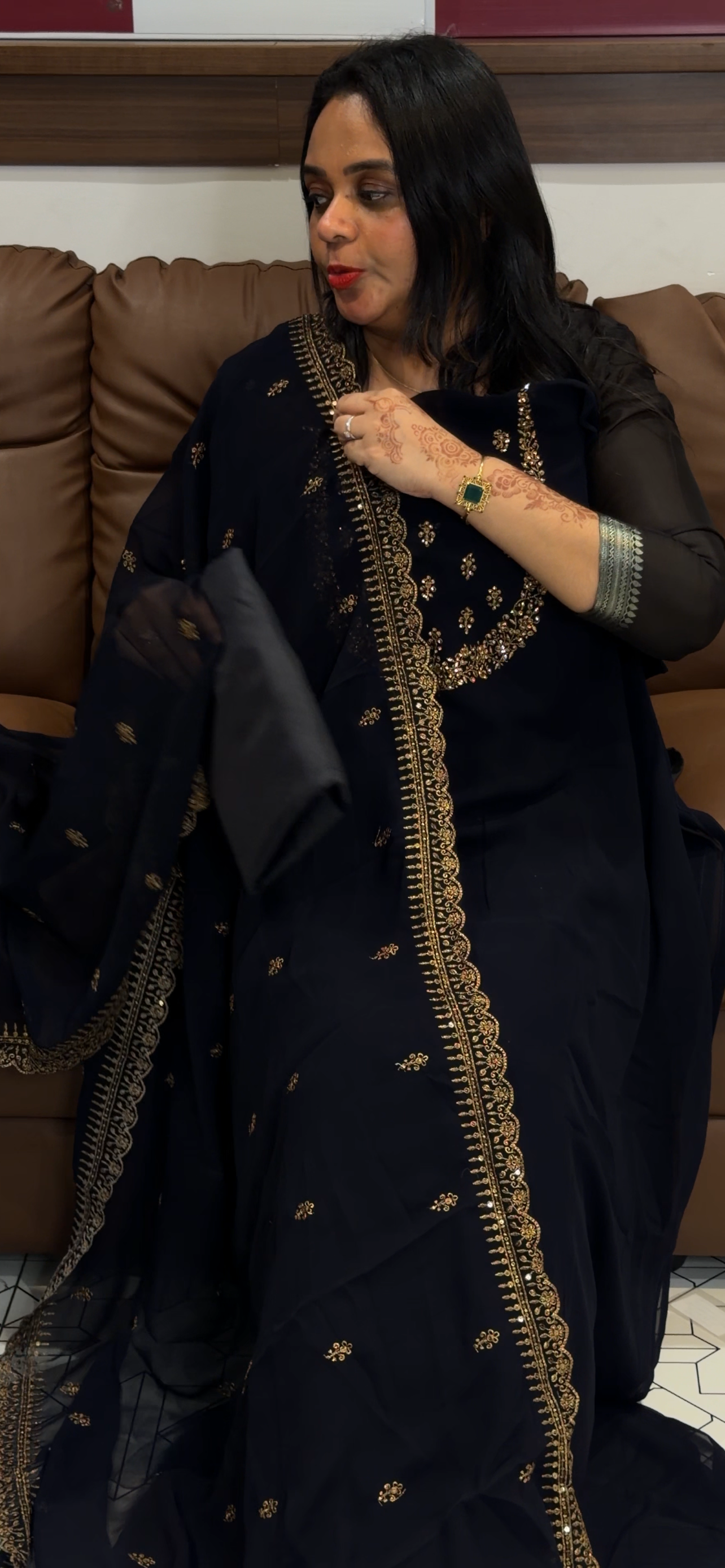HANDWORKED UNSTITCHED SALWAR SUITS - IHA 33107
