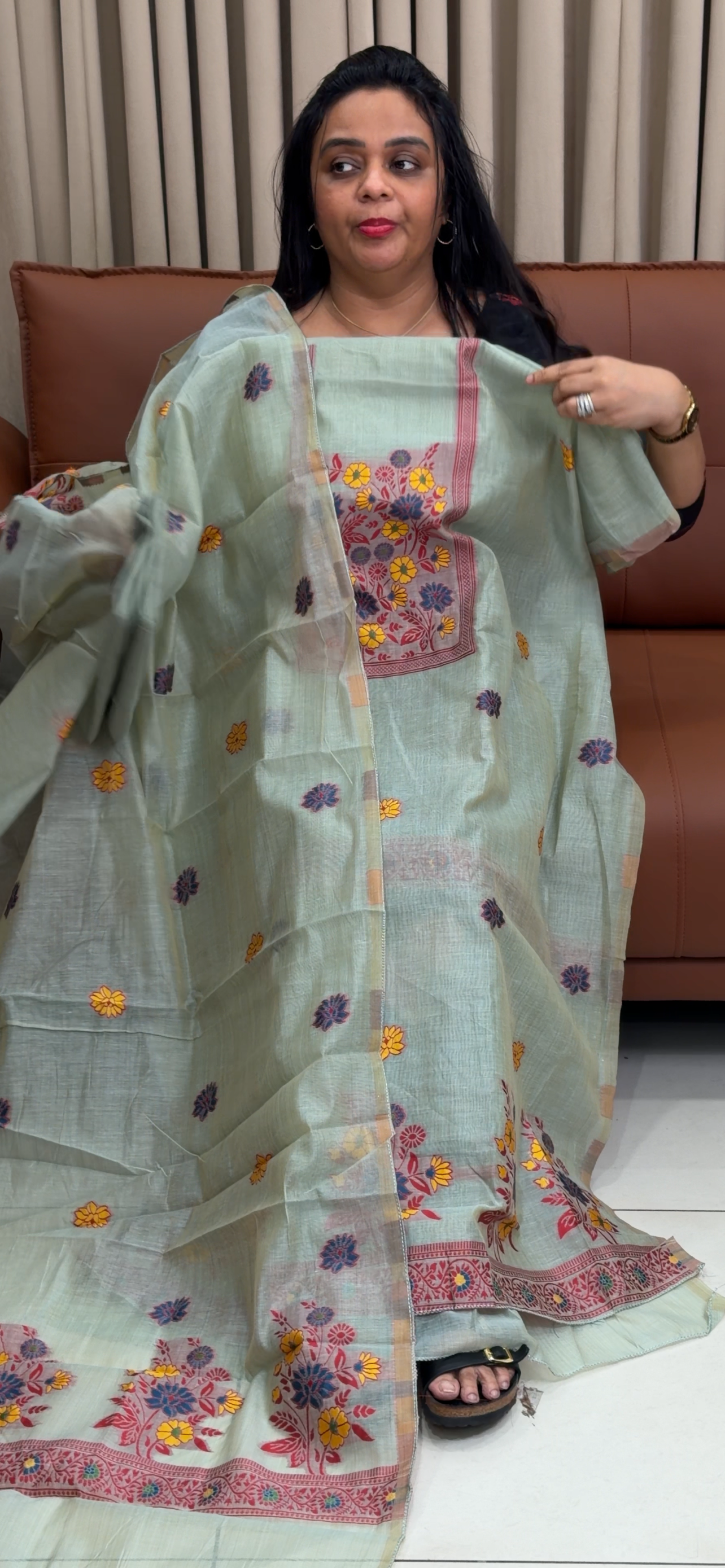 JAMDANI UNSTITCHED SALWAR SUITS - IHA 34908