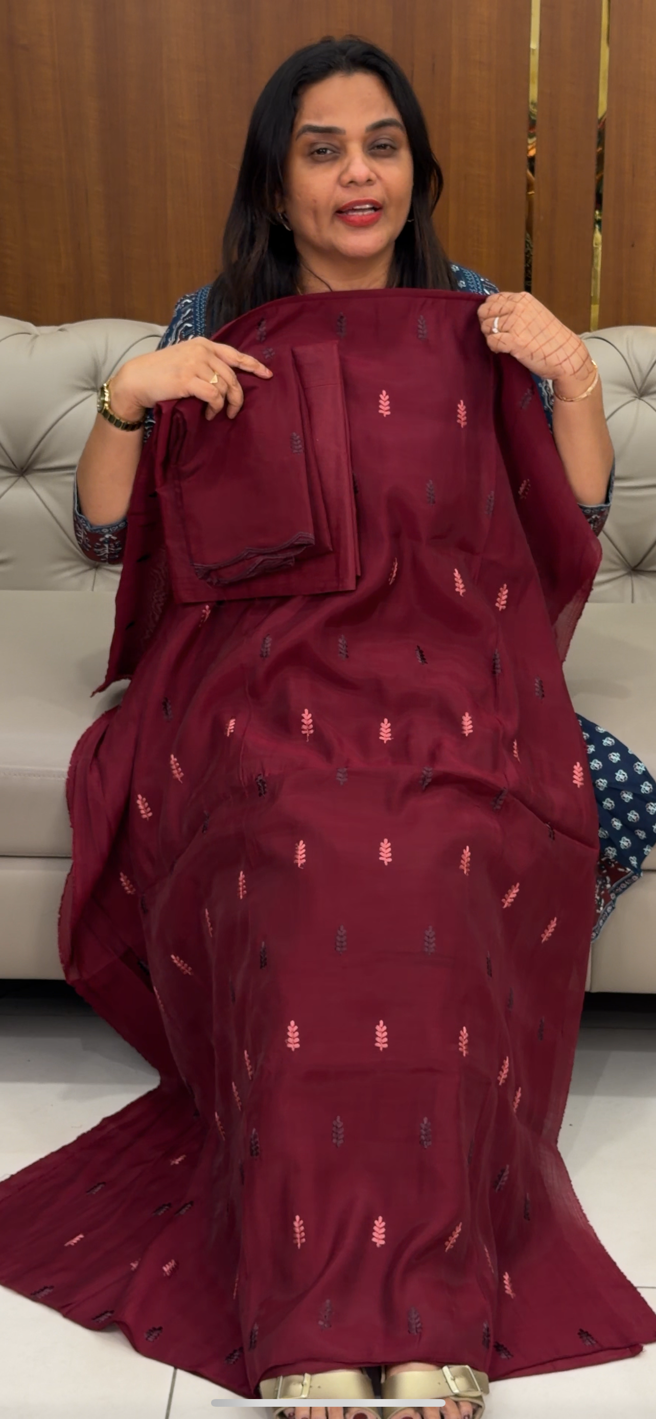 MALAI CHANDERI UNSTITCHED SALWAR SUITS  - IHA 30496