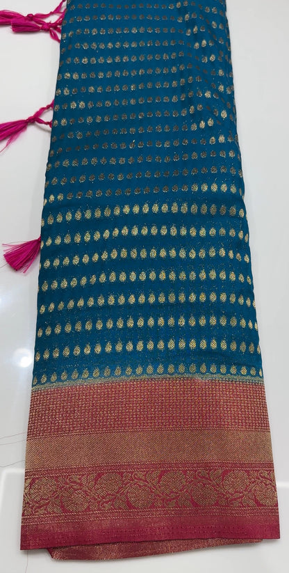 SEMI BANARASI SAREES - IHA 18316