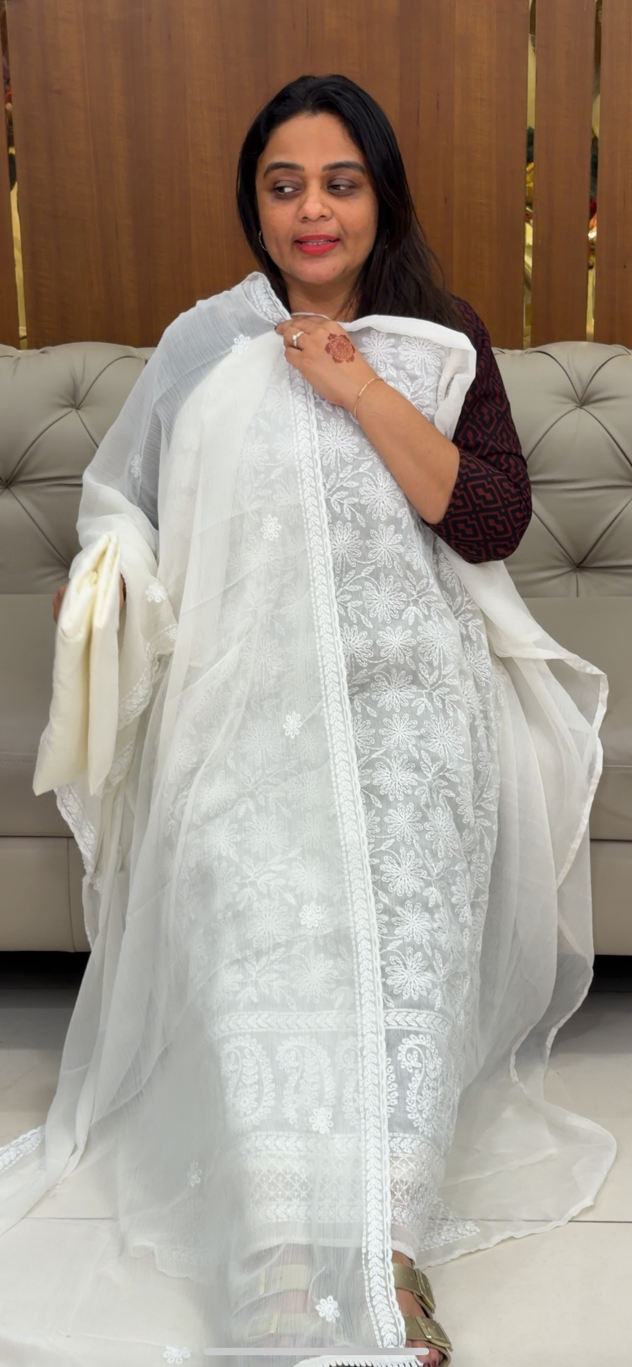 CHIKANKARI UNSTITCHED SALWAR SUITS - IHA 30555