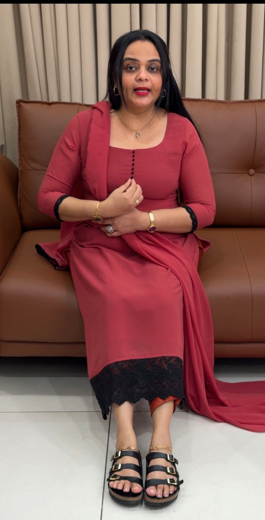 IHA'S IN-HOUSE FAUX GEORGETTE UNSTITCHED SALWAR SUITS - IHA 34673