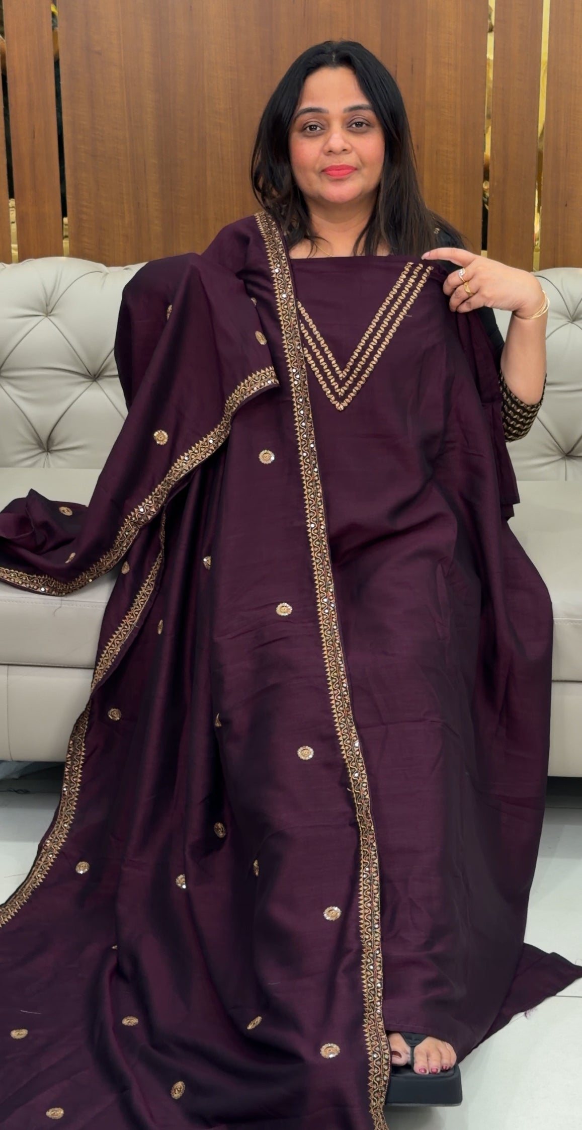 IHA'S IN-HOUSE SEMI RAW SILK TOP,BOTTOM AND DUPATTA - IHA 29258