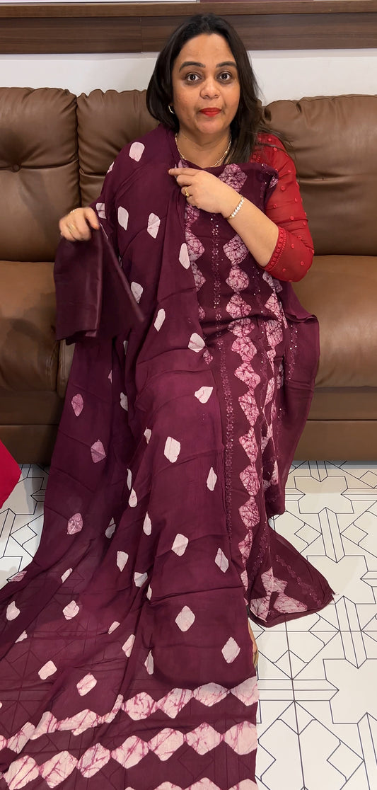 BATIK PRINTED UNSTITCHED SALWAR SUITS - IHA 22755