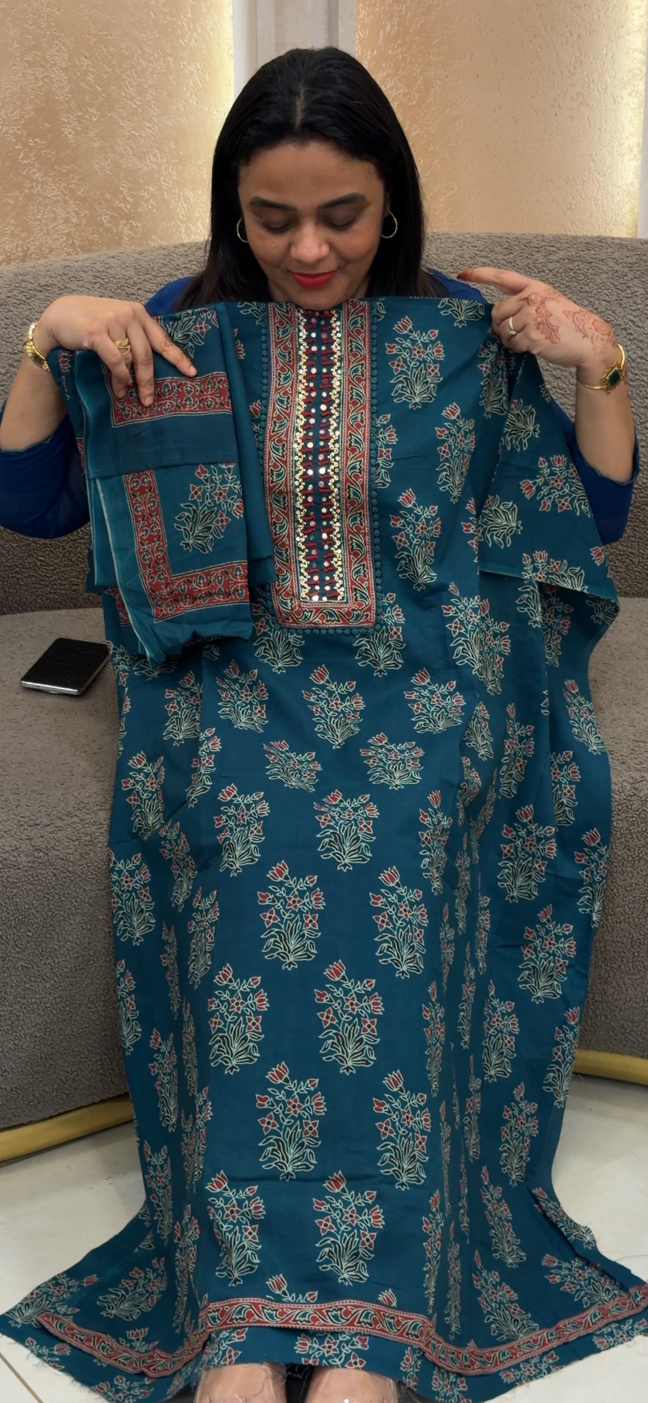 AJRAKH PRINTED UNSTITCHED SALWAR SUITS - IHA 33092
