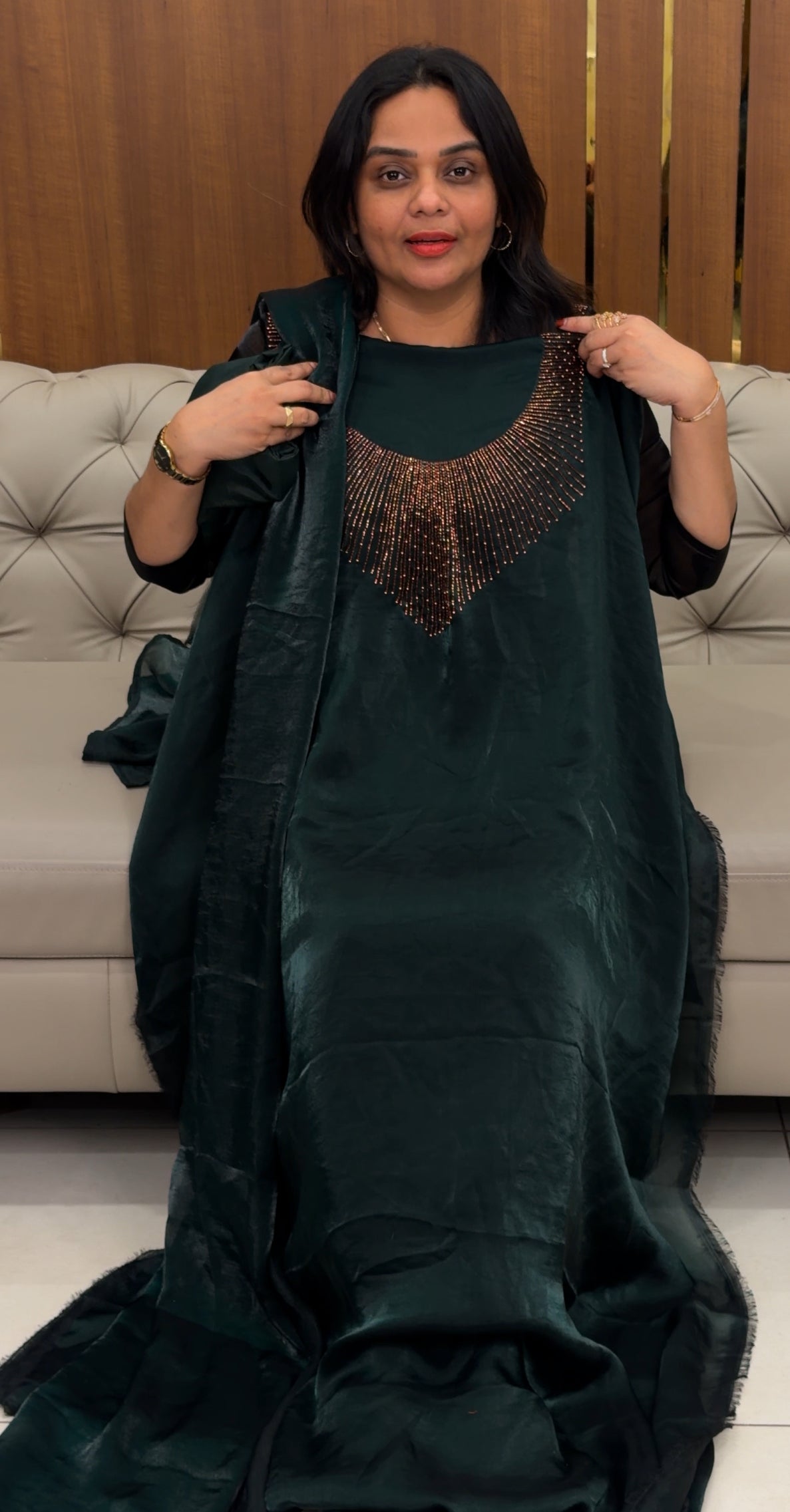 FORWARD VELVET ORGANZA TOP,BOTTOM AND DUPATTA - IHA 30657