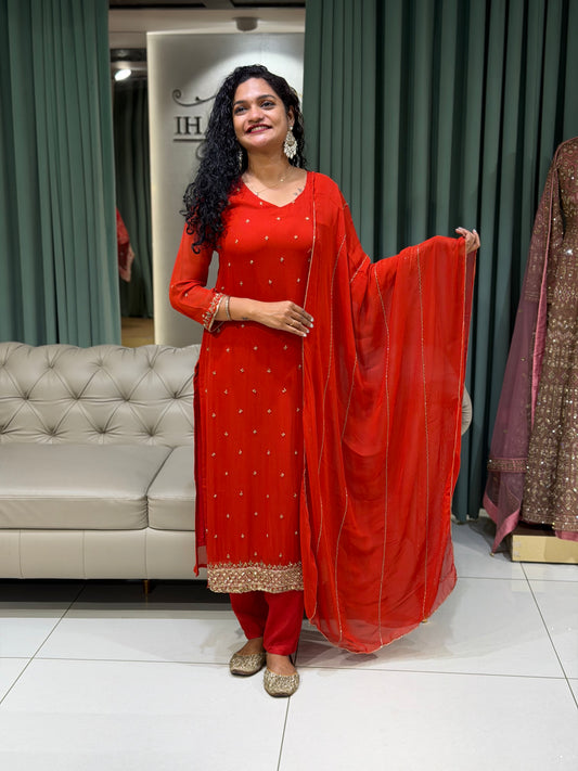 PARTY WEAR TOP, BOTTOM AND DUPATTA - IHA 29807