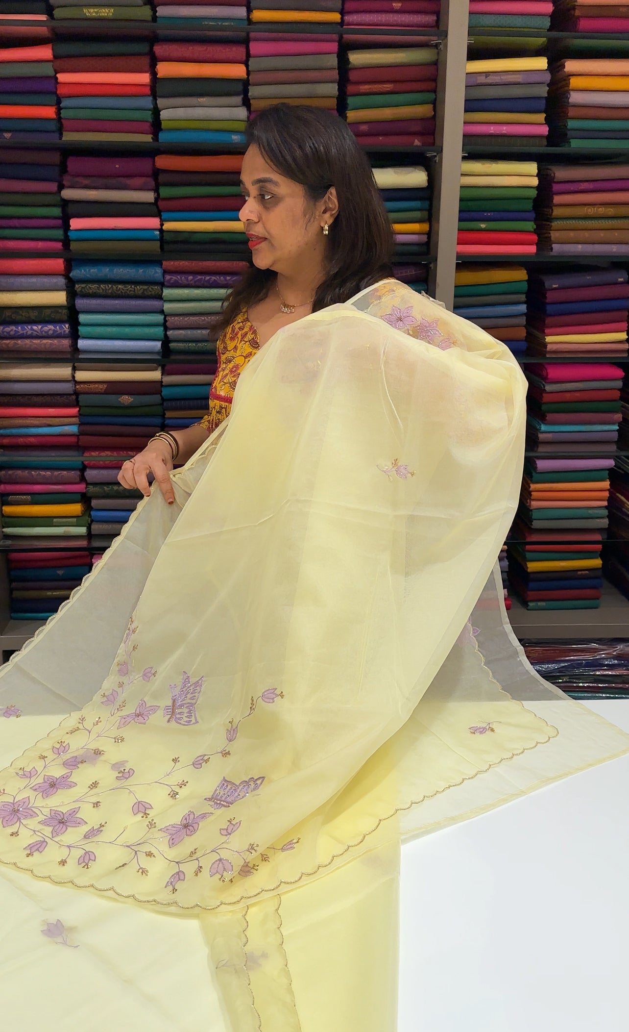 NYLON ORGANZA SAREES - IHA 24858