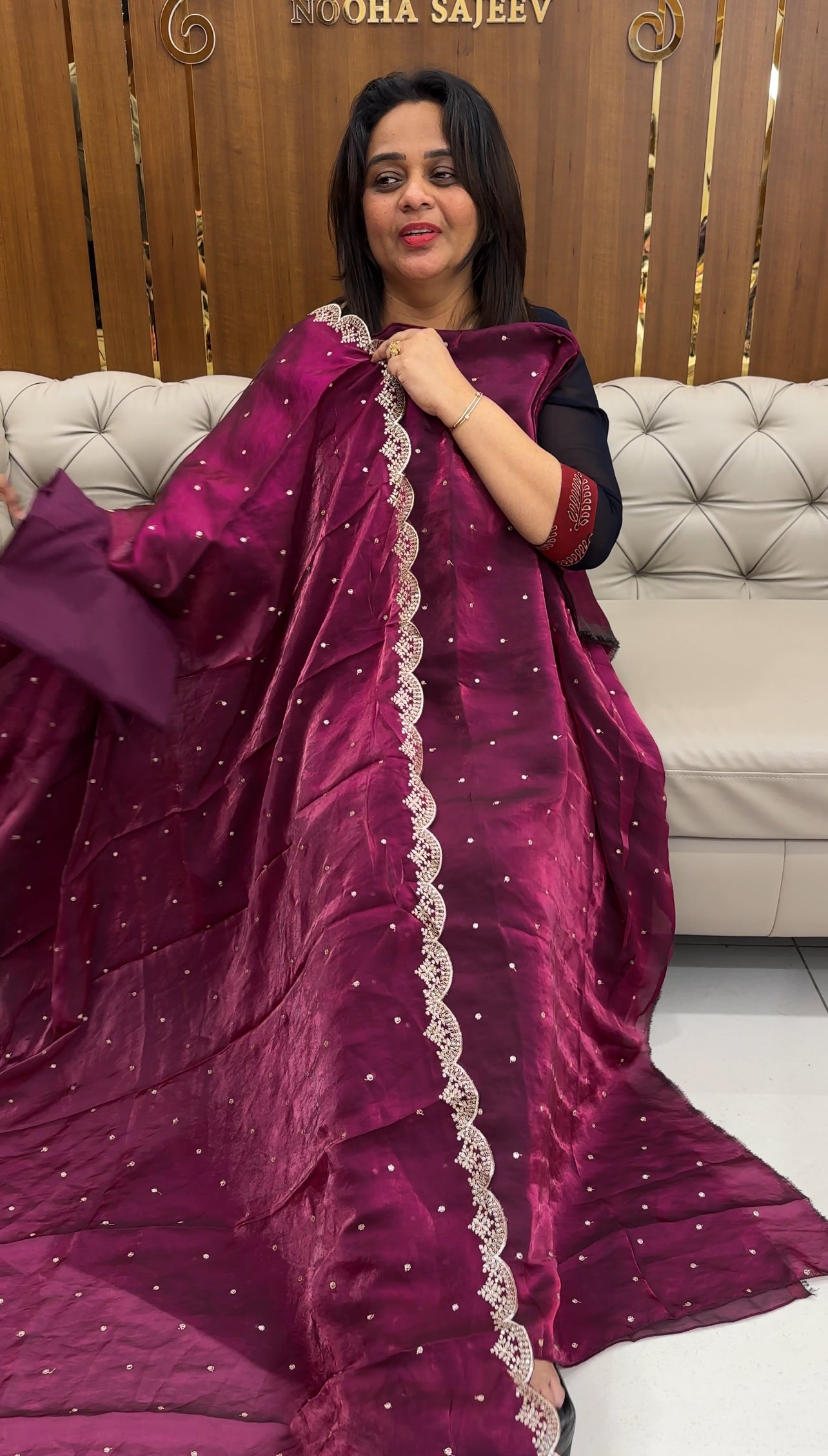VELVET ORGANZA UNSTITCHED SALWAR SUITS - IHA 25690