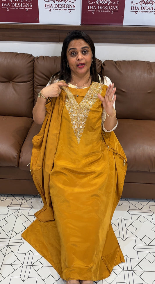 CRAPE SILK KAFTAN TOP AND BOTTOM - IHA 25157