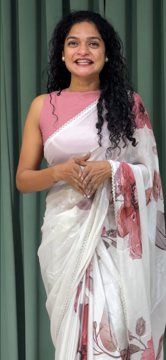 PRINTED CHINON SAREES - IHA 33187