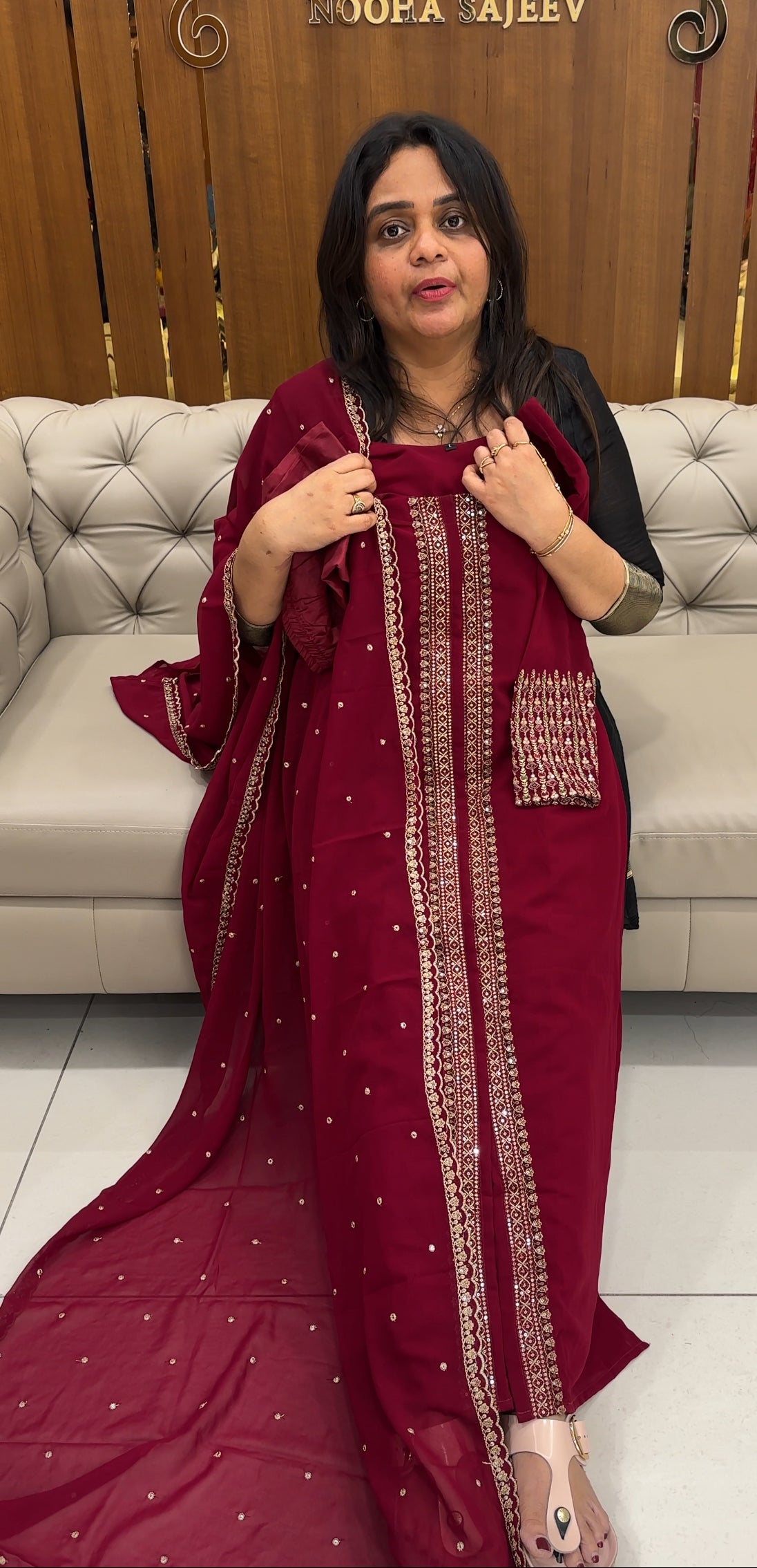 FAUX GEORGETTE TOP,BOTTOM AND DUPATTA - IHA 26711