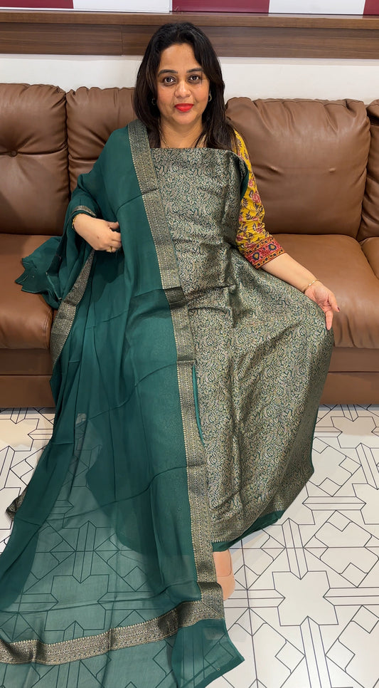 SEMI BANARASI UNSTITCHED SALWAR SUITS - IHA 25520