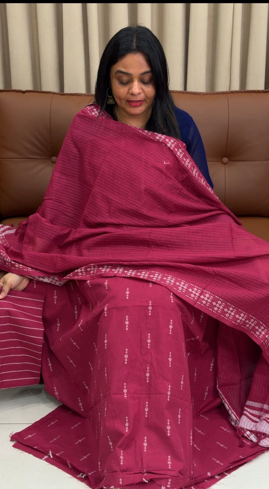 COTTON JAMDANI UNSTITCHED SALWAR SUITS - IHA 33705