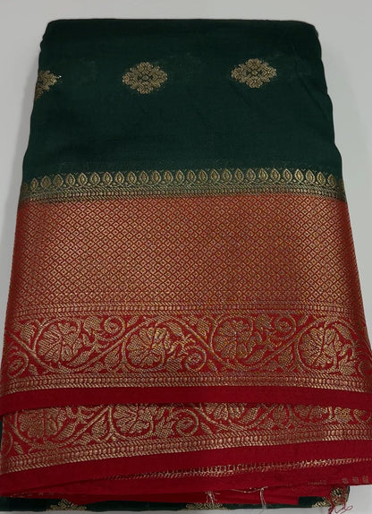 SEMI BANARASI SAREES - IHA 17482