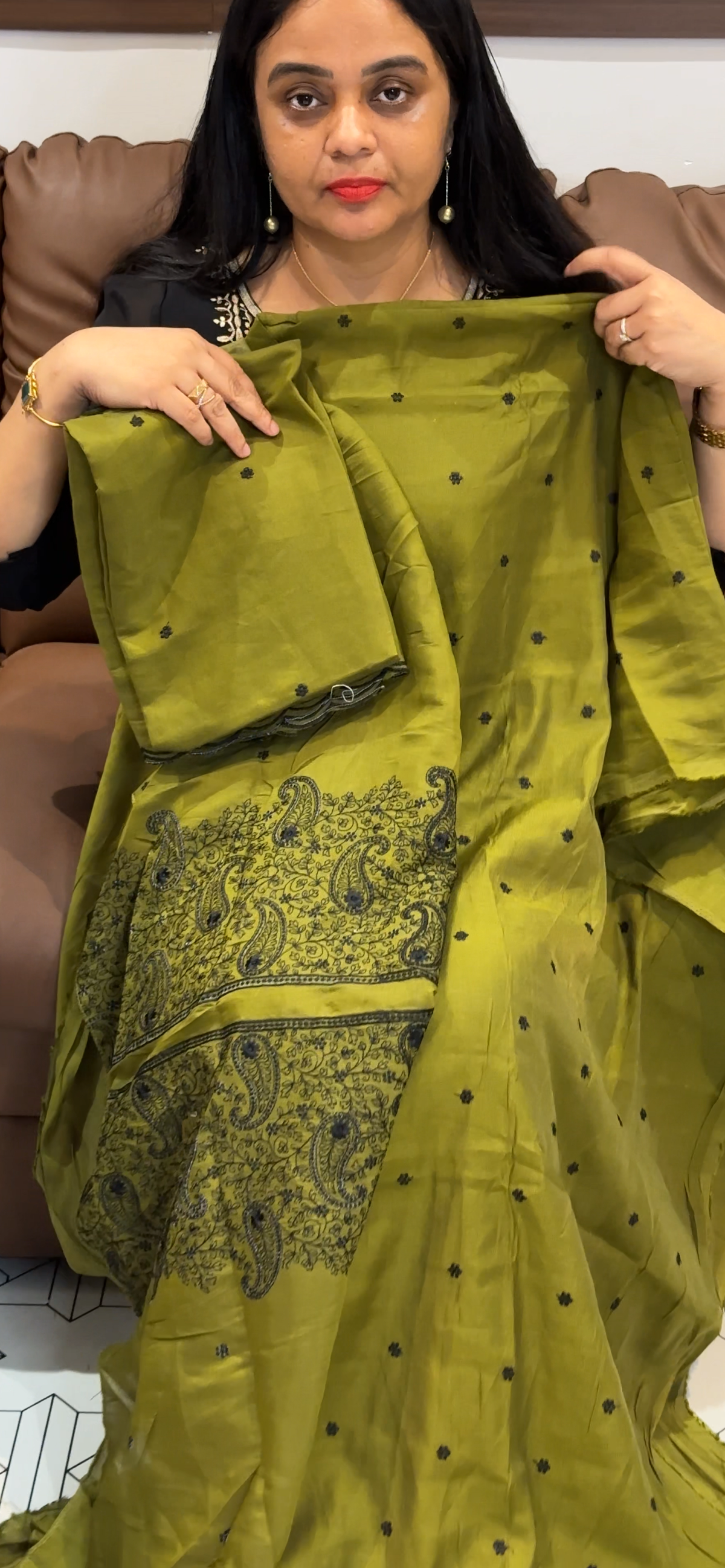 SEMI LINEN UNSTITCHED SALWAR SUITS - IHA 35579