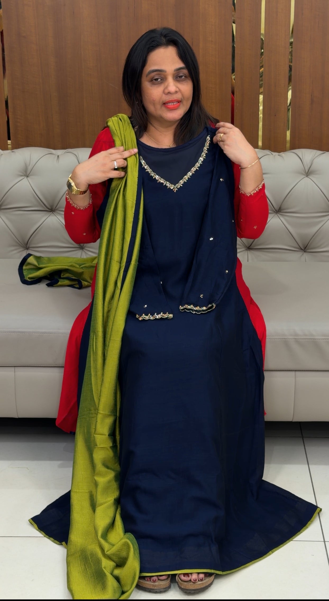 IHA'S IN-HOUSE SEMI RAW SILK ALINE TOP AND DUPATTA - IHA 29778