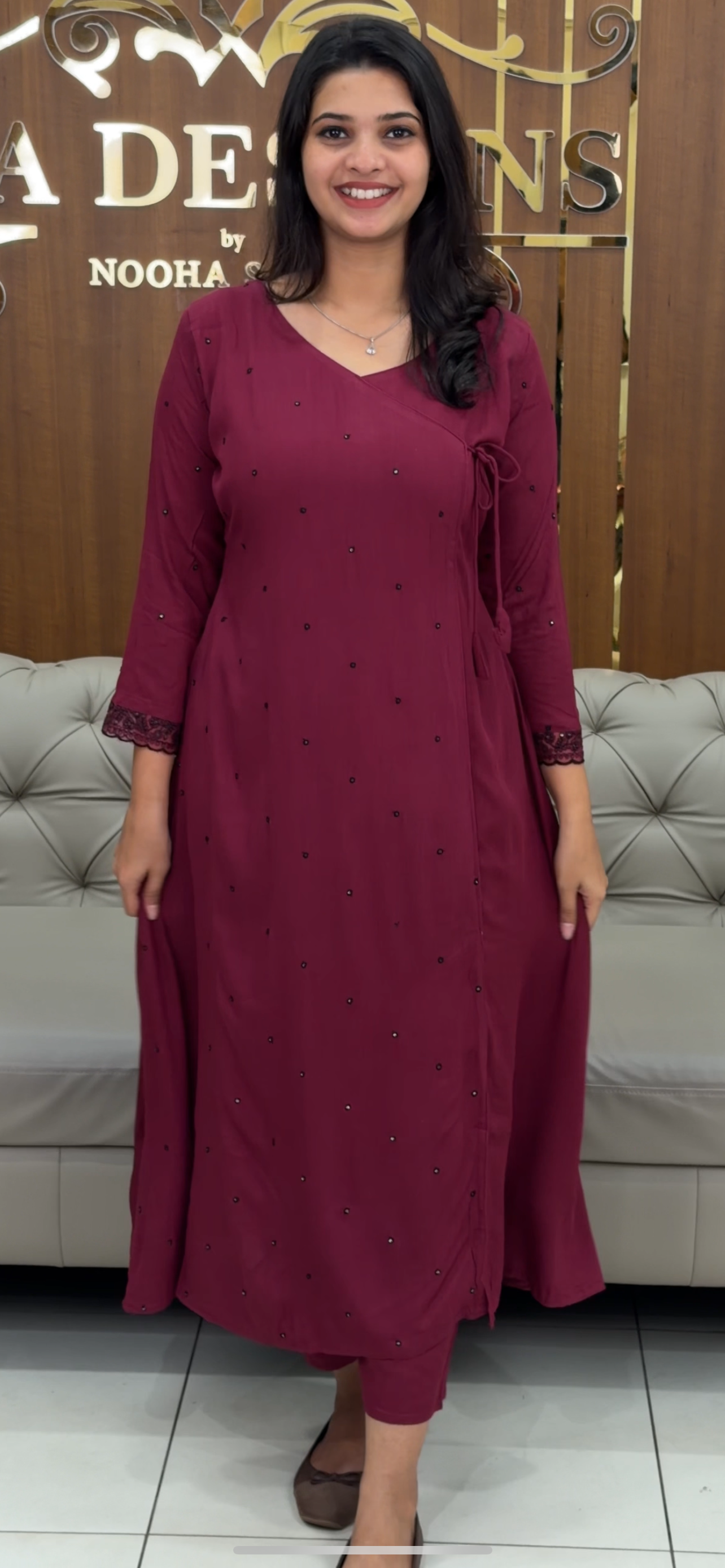 CRUSHED RAYON LONG TOP AND BOTTOM - IHA 30793