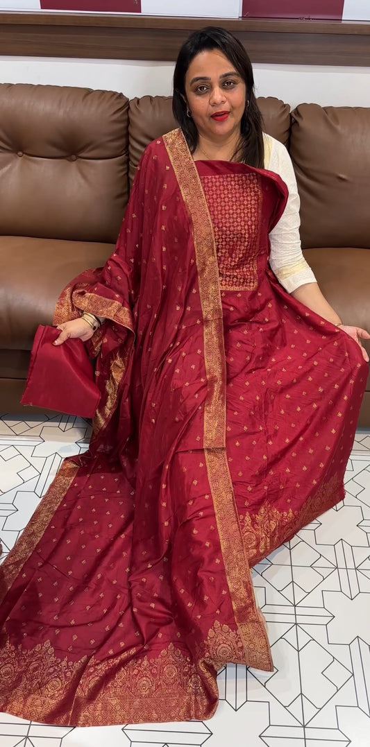 SEMI BANARASI UNSTITCHED SALWAR SUITS - IHA 27245