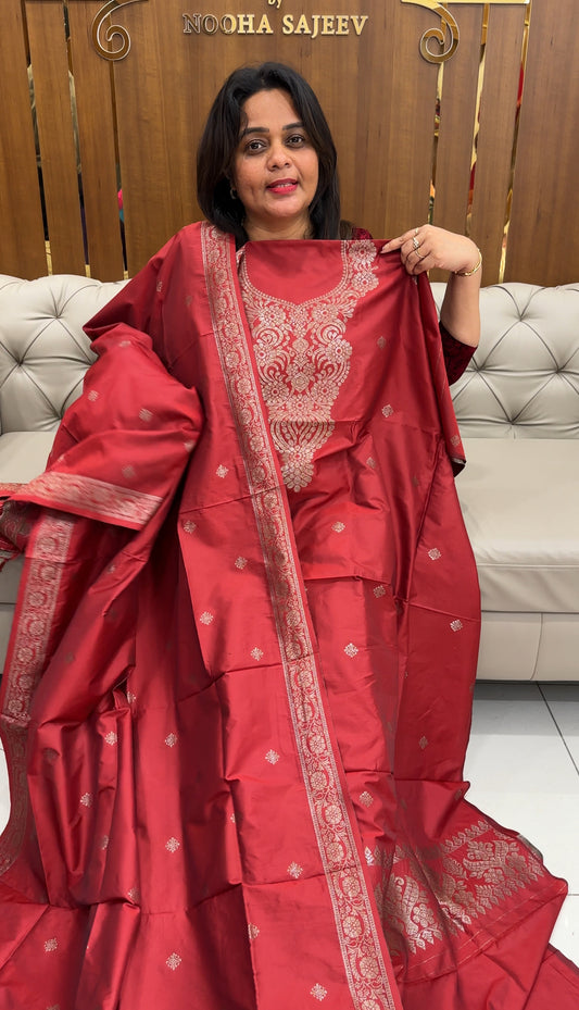 SEMI BANARASI UNSTITCHED SALWAR SUITS - IHA 25947
