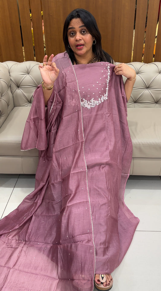 BANARASI CHANDERI UNSTITCHED SALWAR SUITS - IHA 27064