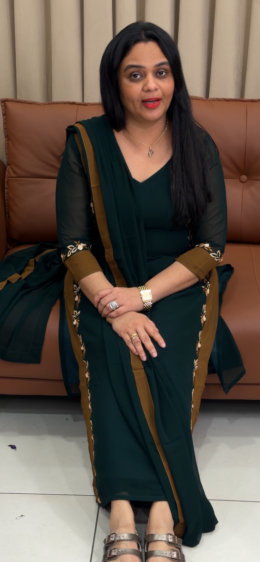 IHA'S IN-HOUSE FAUX GEORGETTE LONG SLITTED TOP AND DUPATTA  - IHA 35805