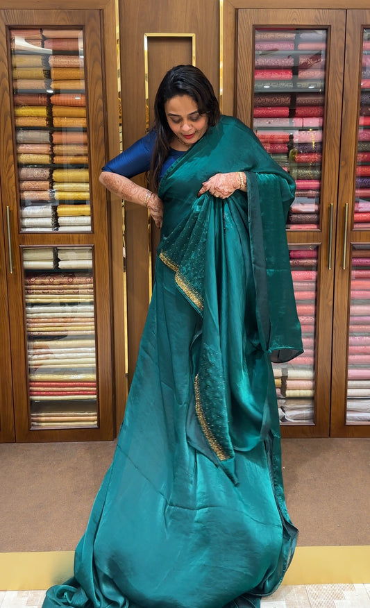 VELVET ORGANZA SAREES - IHA 23659