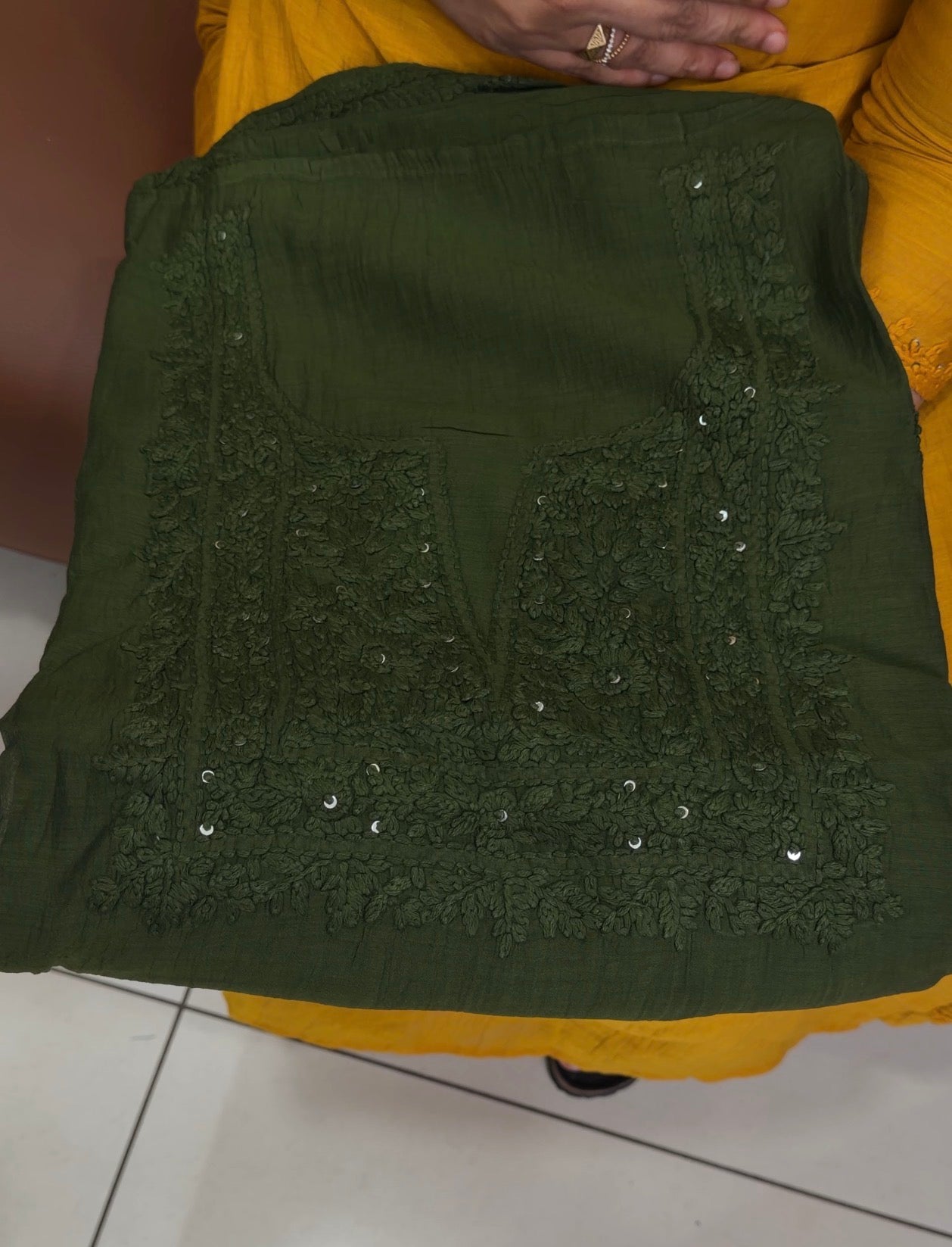 LUCKNOWI CHIKANKARI UNSTITCHED SALWAR SUITS - IHA 34724