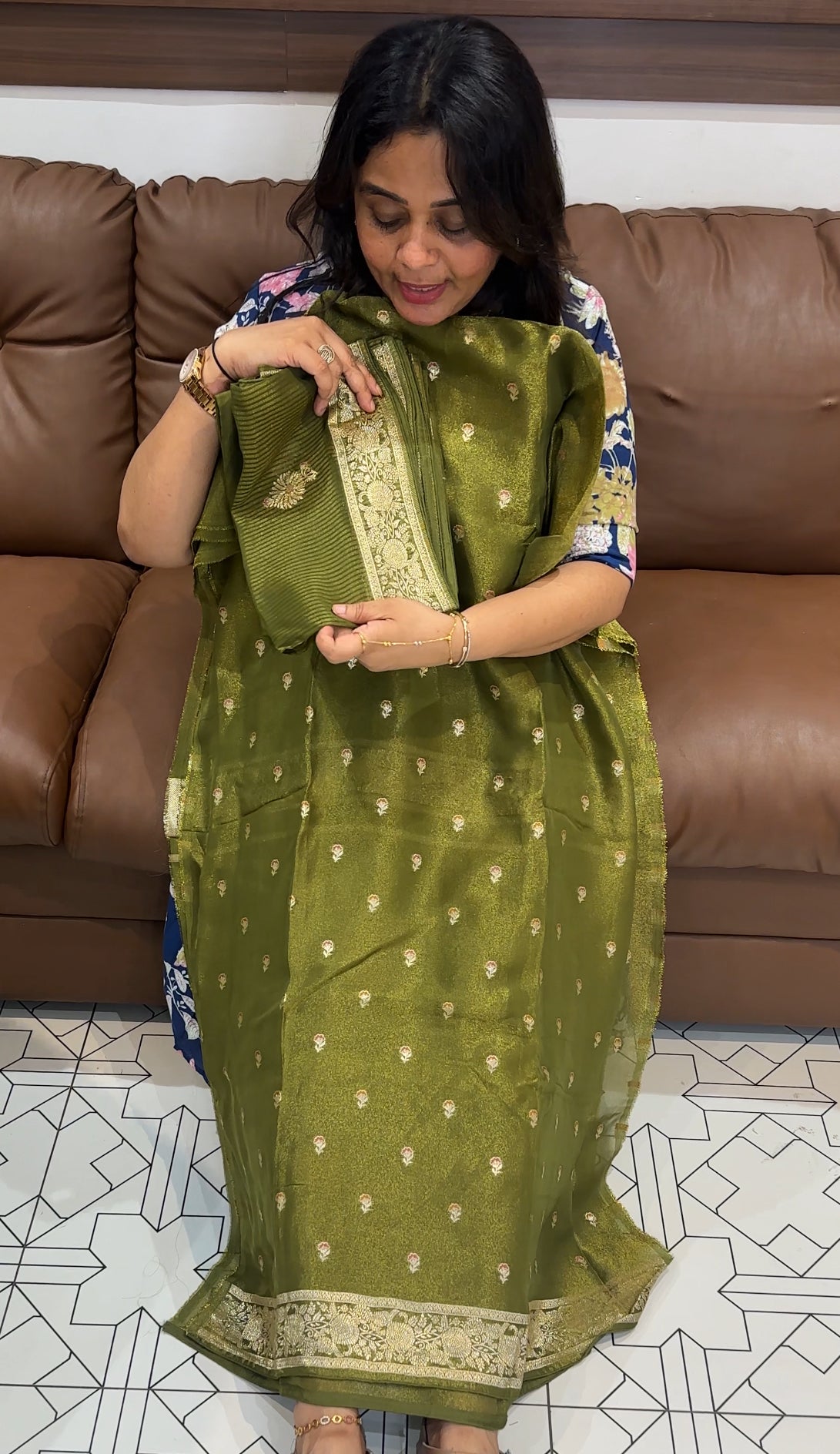 SHIMMER TISSUE UNSTITCHED SALWAR SUITS - IHA 26545