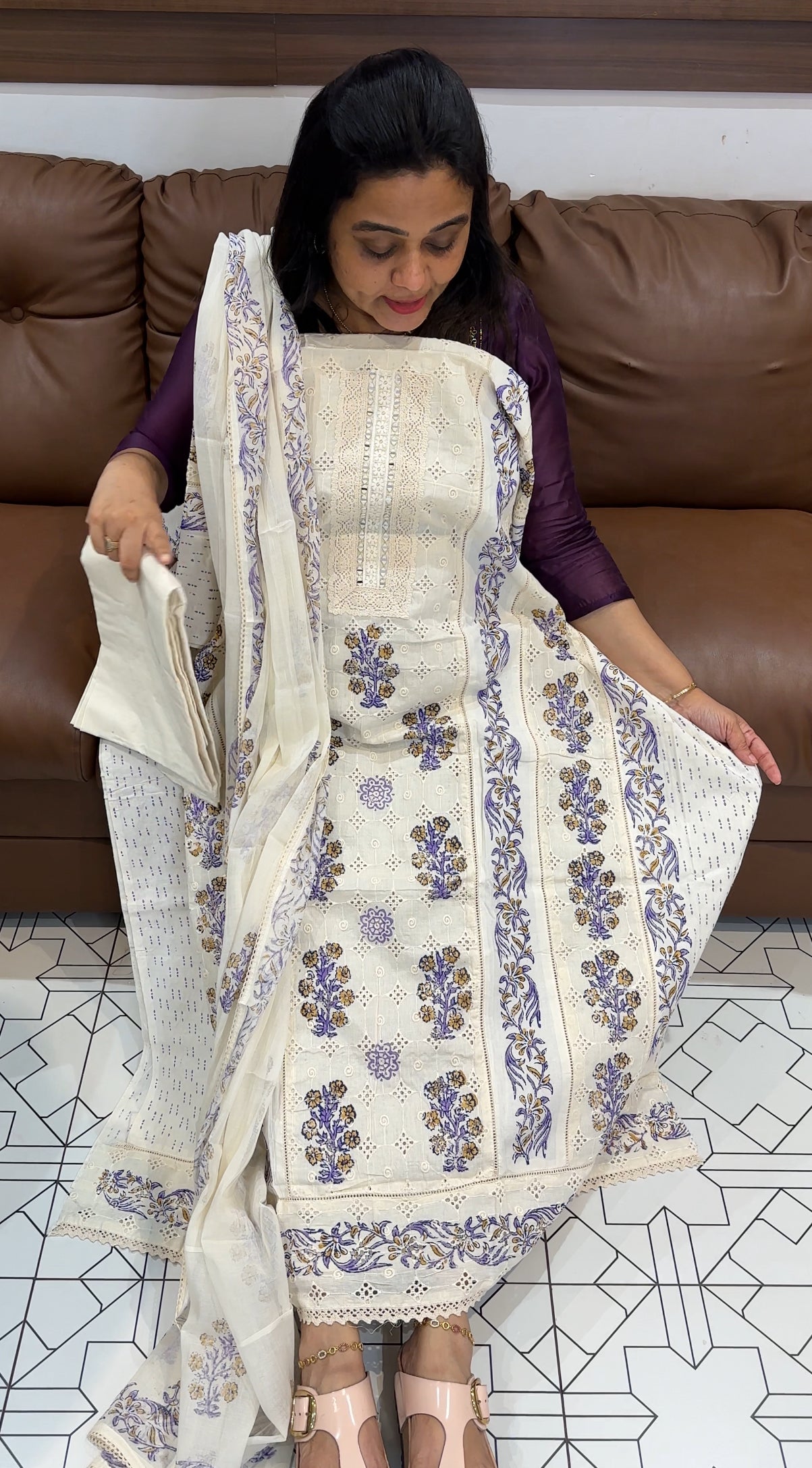 COTTON UNSTITCHED SALWAR SUITS - IHA 28006