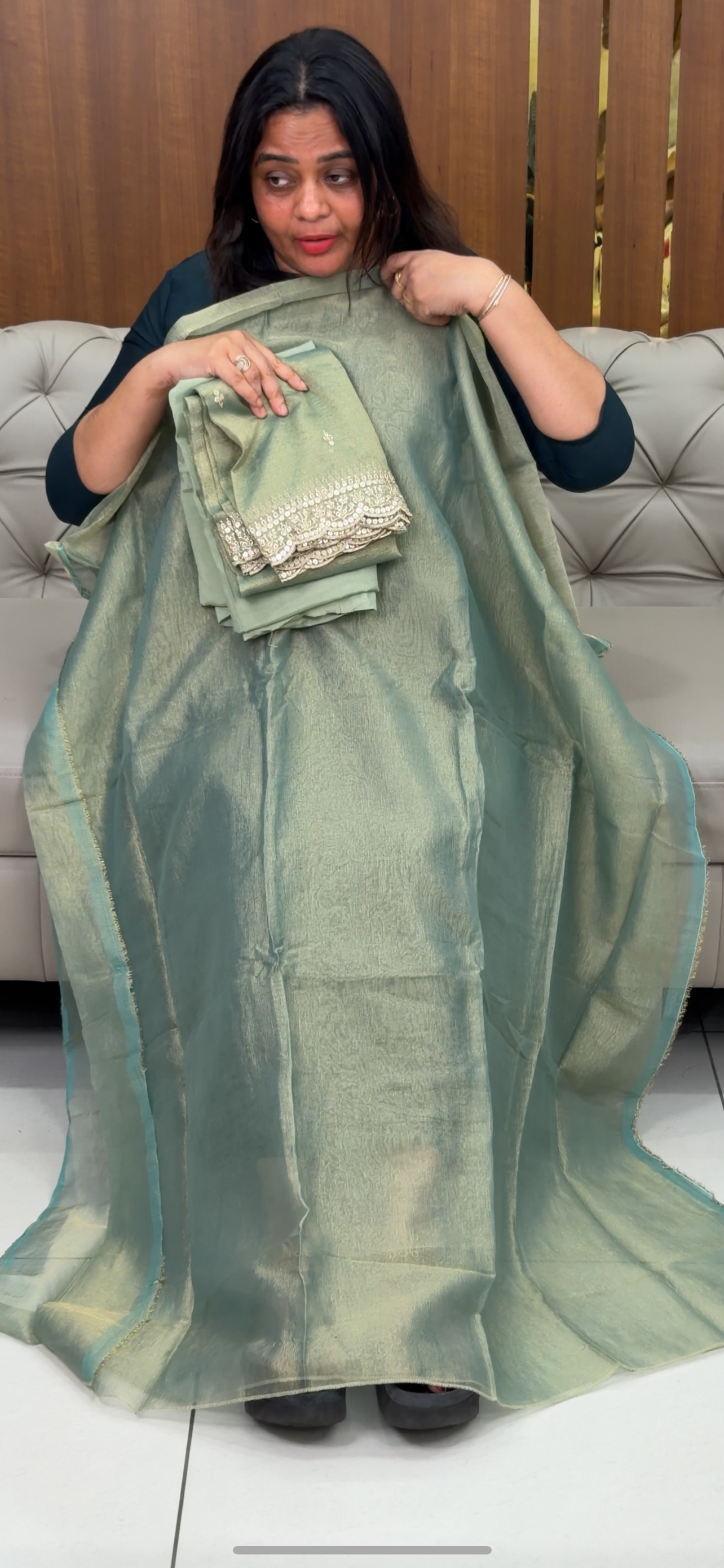 TISSUE UNSTITCHED SALWAR SUITS - IHA 28942