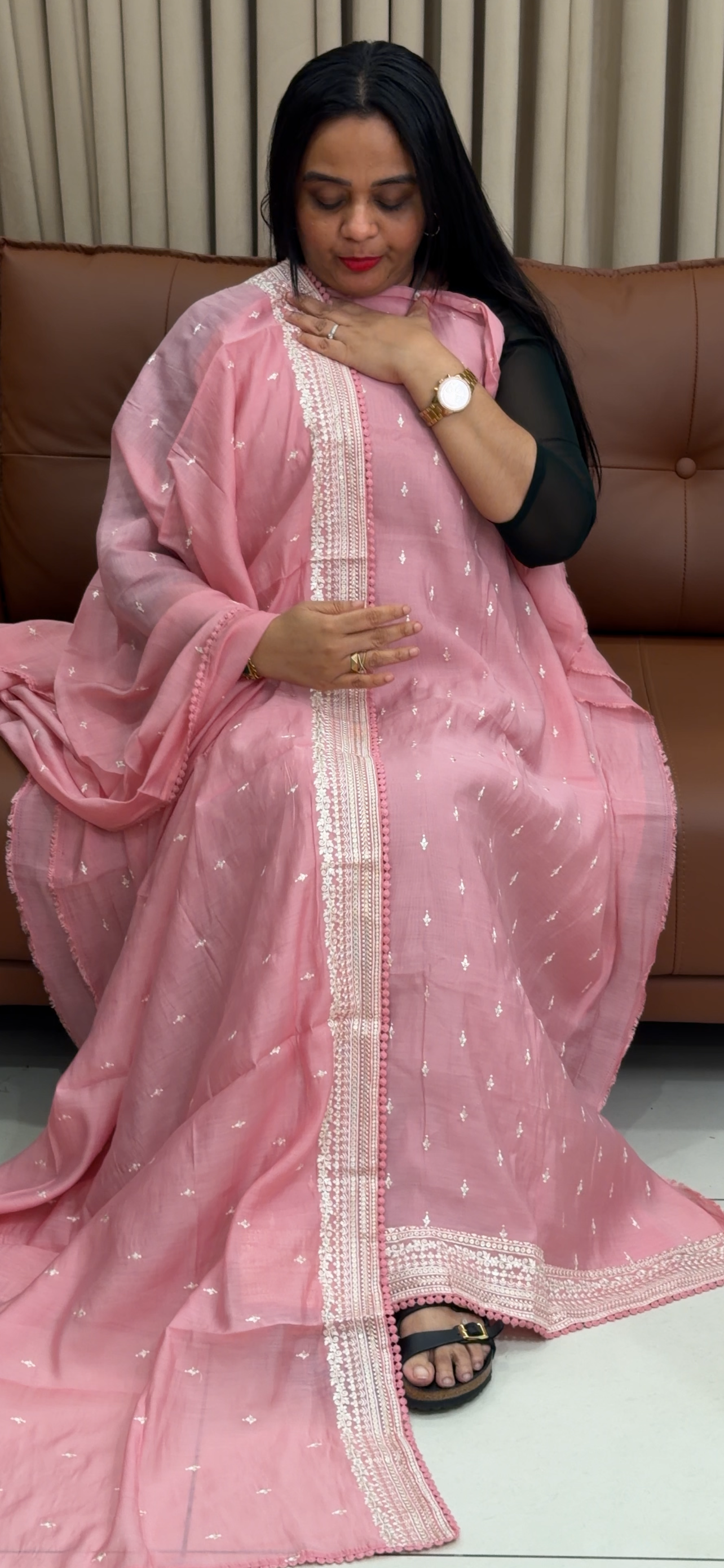 MALAI CHANDERI UNSTITCHED SALWAR SUITS - IHA 34718