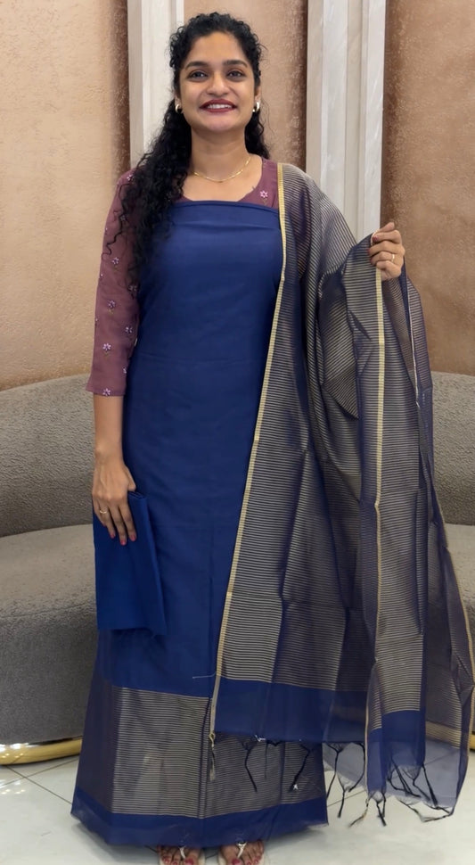 MUL CHANDERI UNSTITCHED SALWAR SUITS - IHA 33291