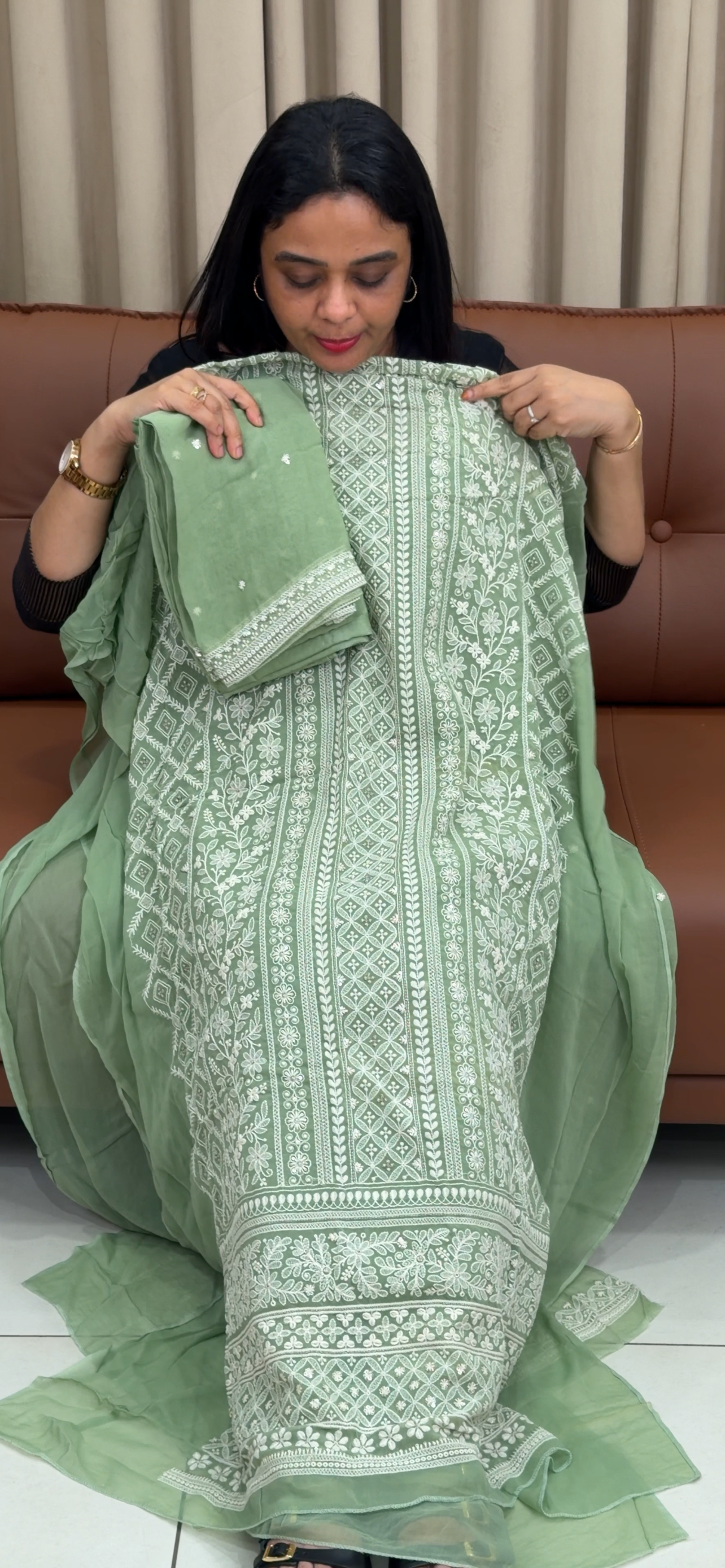 VISCOSE GEORGETTE UNSTITCHED SALWRA SUITS - IHA 33956