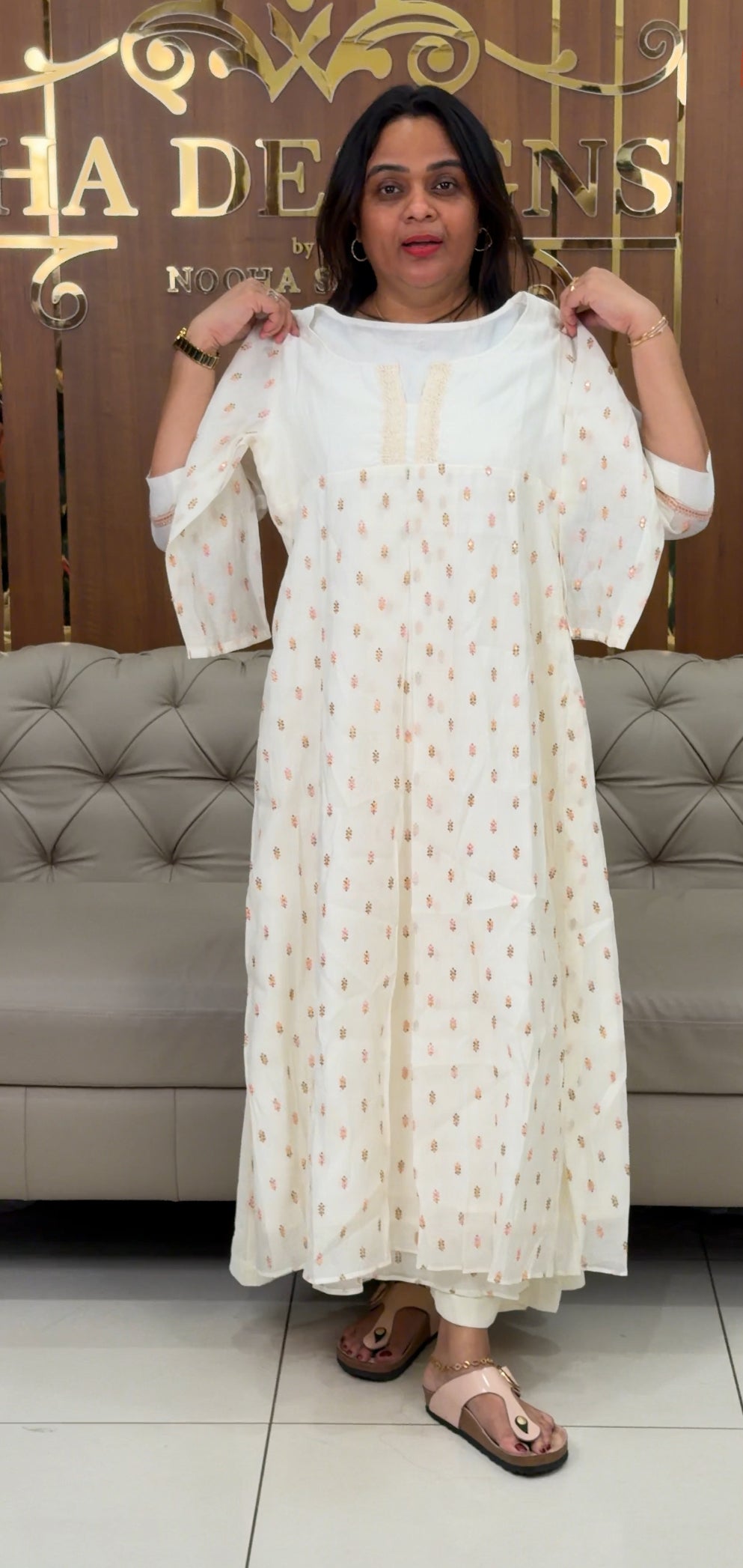 IHA'S IN-HOUSE MUL CHANDERI ALINE TOPS - IHA 28954