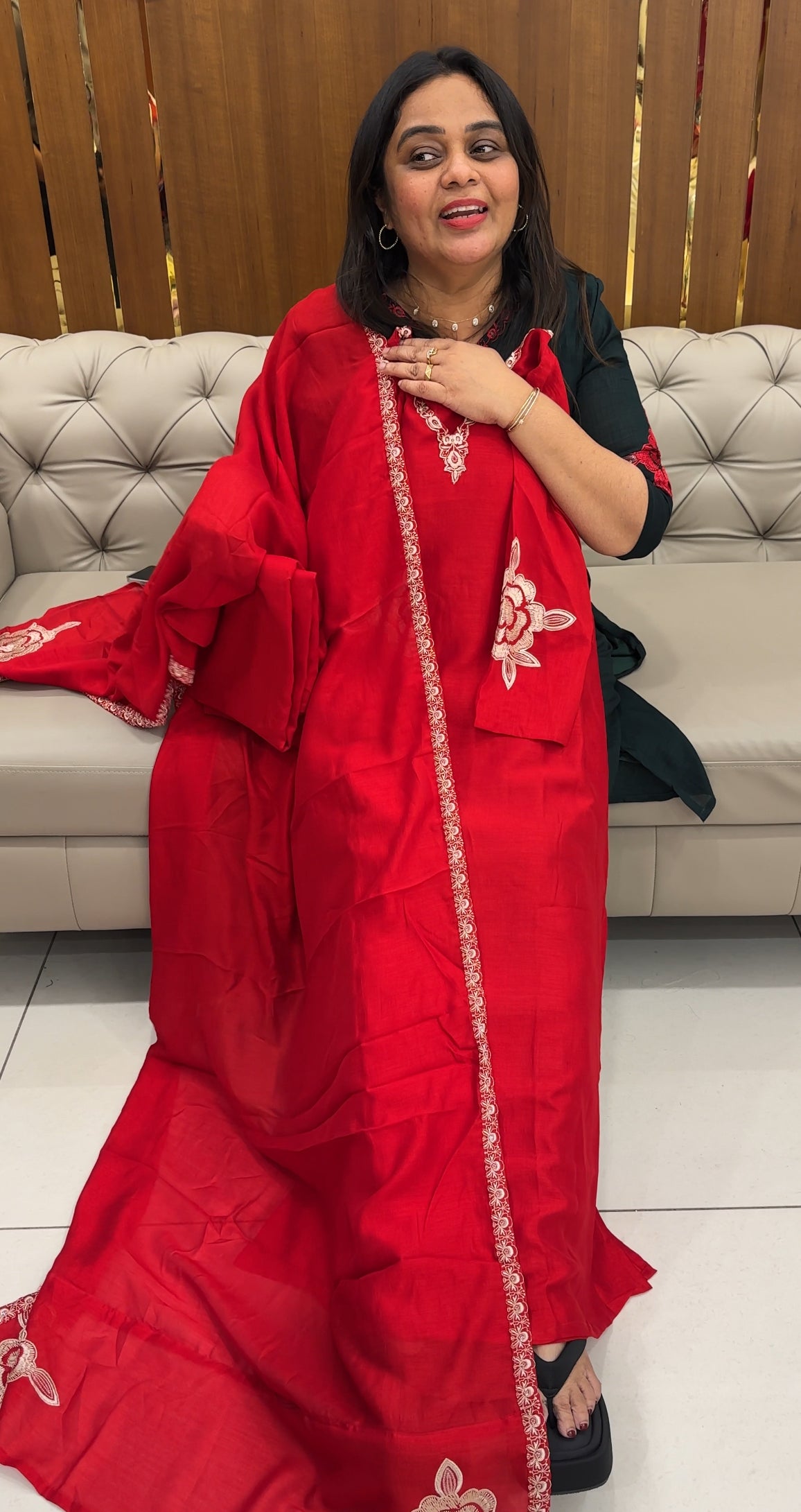 IHA'S IN-HOUSE SEMI RAW SILK SLITTED TOP , BOTTOM AND DUPATTA - IHA 28158