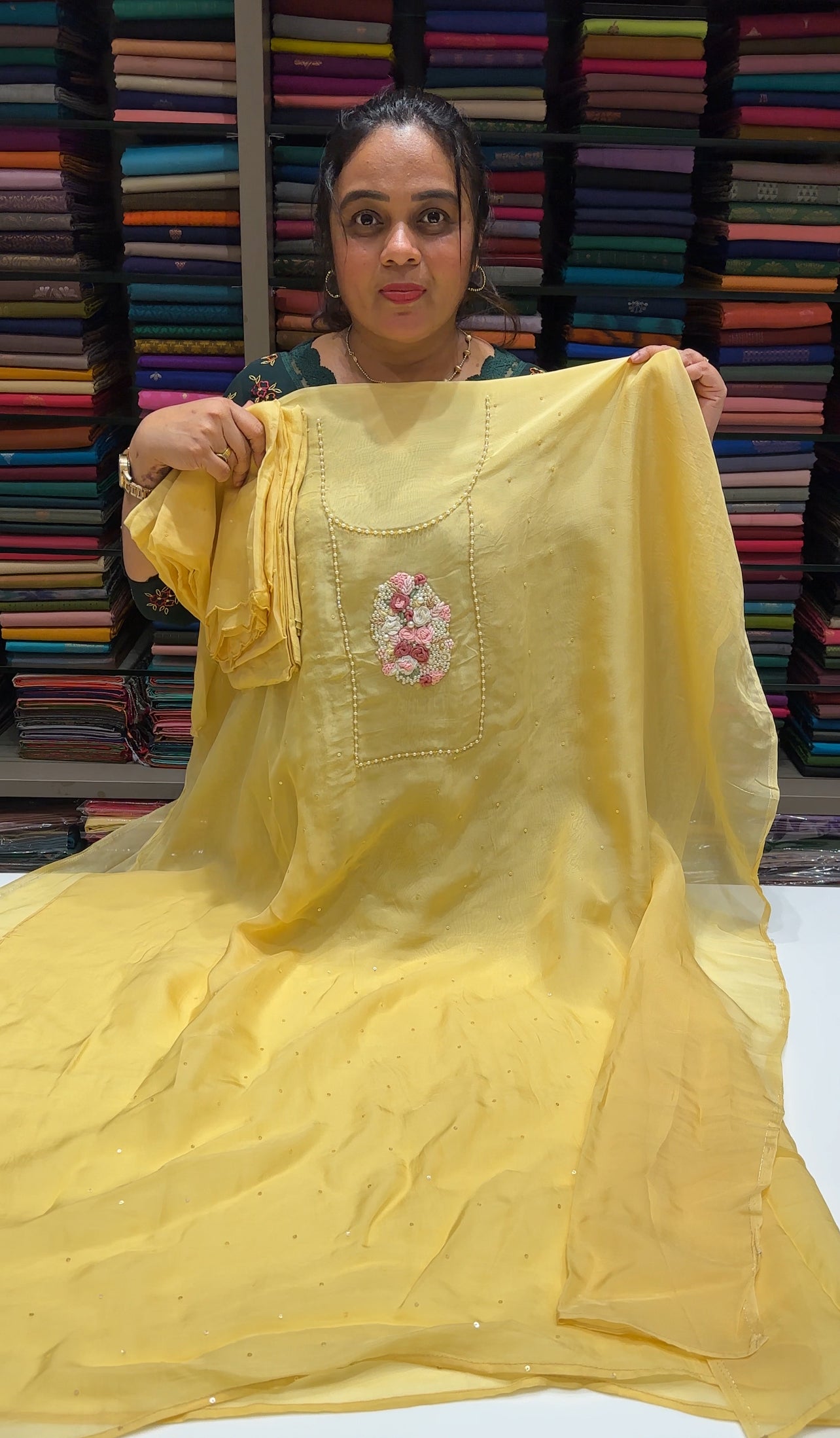 VISCOSE ORGANZA UNSTITCHED SALWAR SUITS - IHA 26520