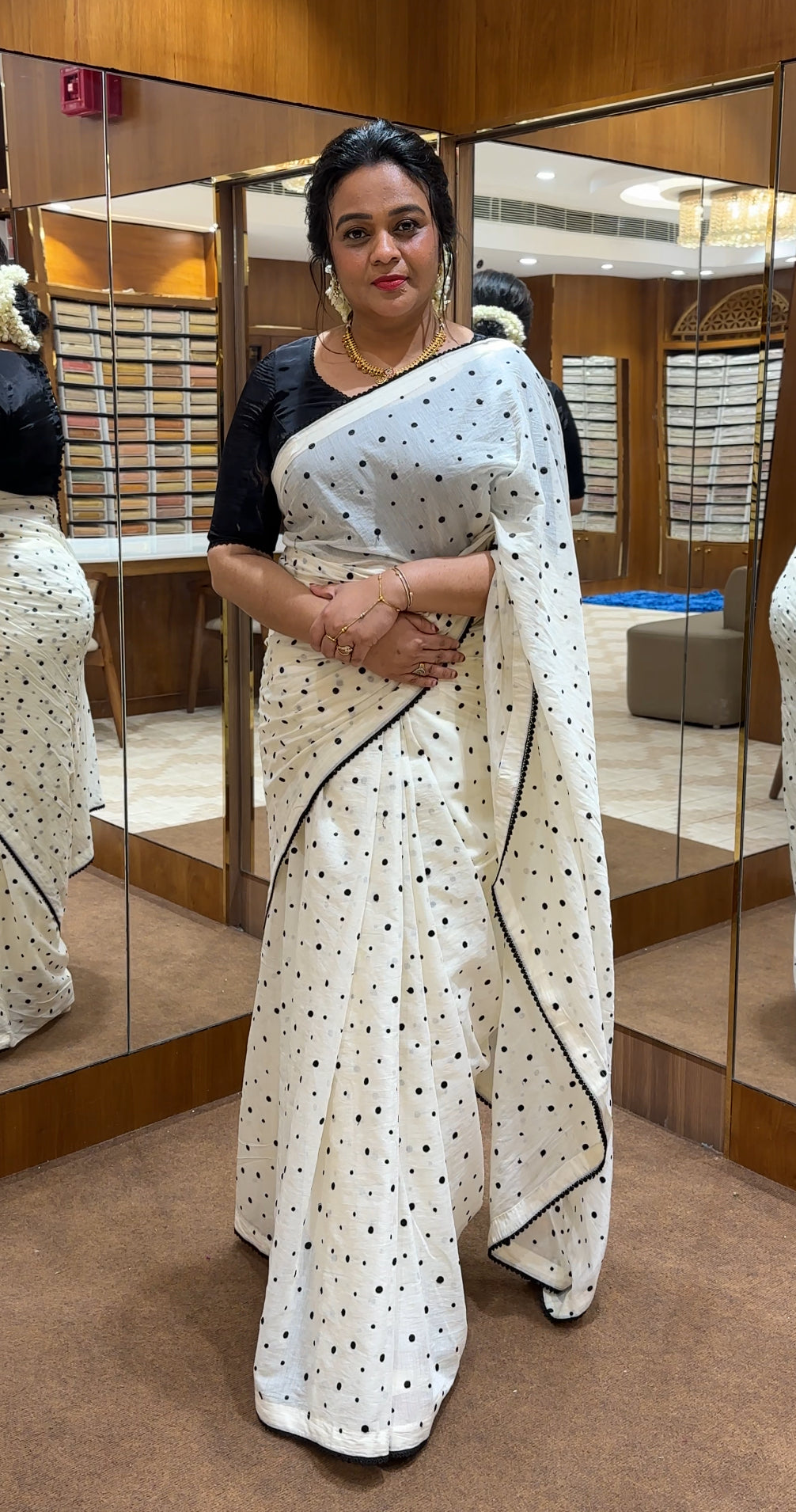 IHA'S IN- HOUSE MALAI CHANDERI SAREES - IHA 24969