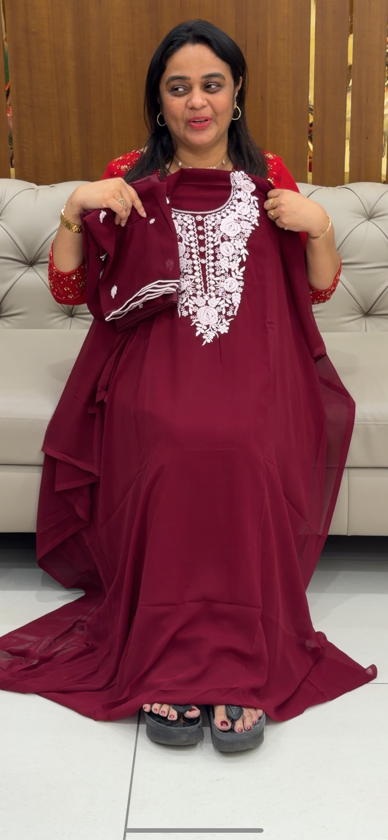 FAUX GEORGETTE LUCKNOWI UNSTITCHED SALWAR SUITS - IHA 28764