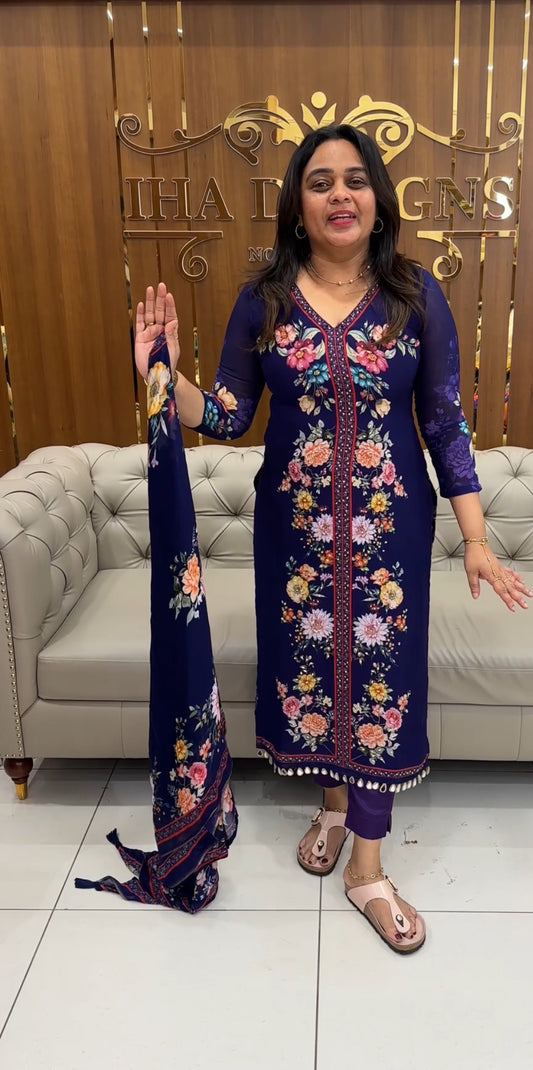 FORWARD PRINTED LINEN UNSTITCHED SALWAR SUITS - IHA 26864