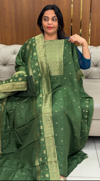 SILK DOLA BANARASI UNSTITCHED SALWAR SUITS - IHA 30706