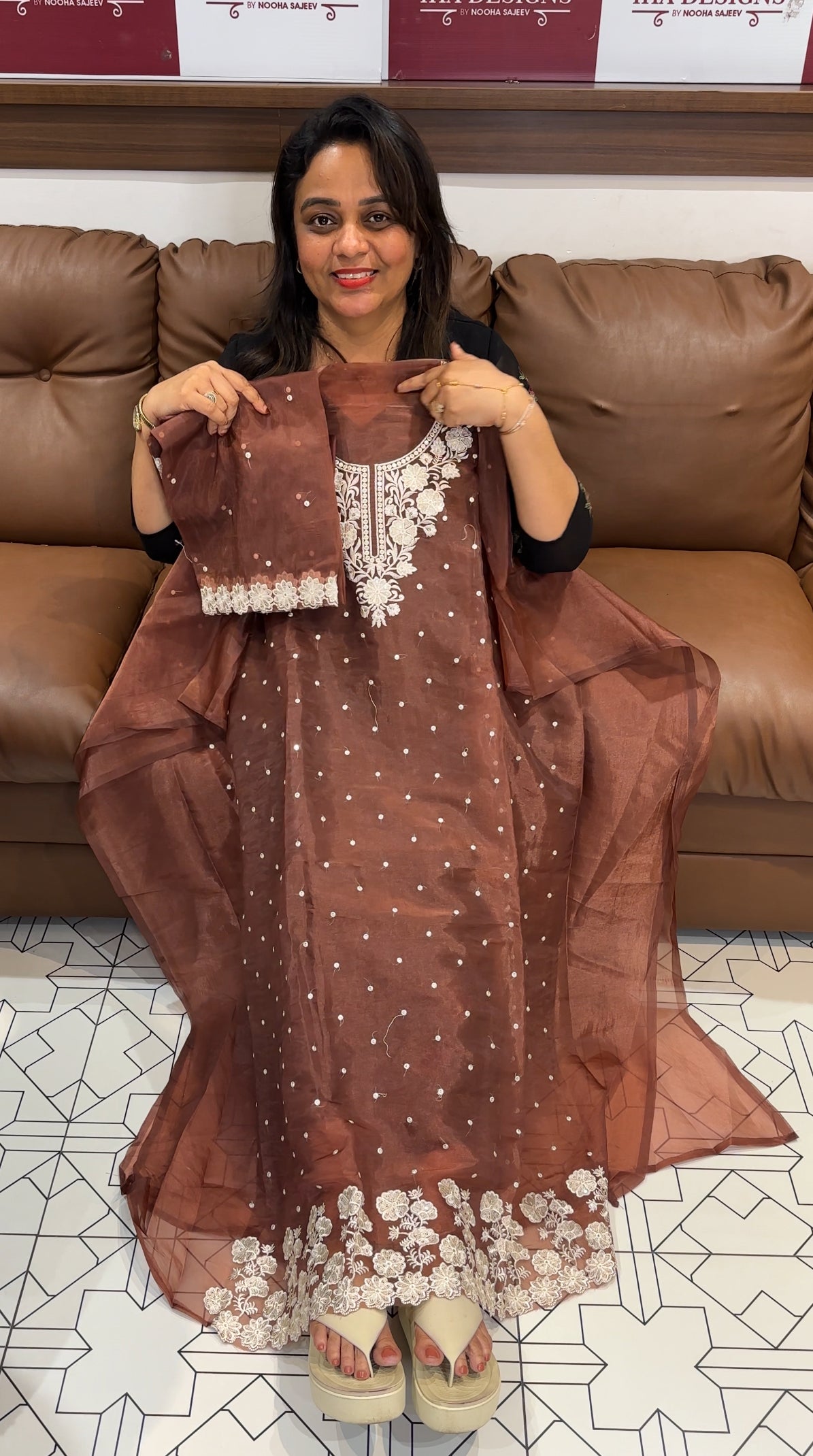 ORGANZA UNSTITCHED SALWAR SUITS - IHA 24814