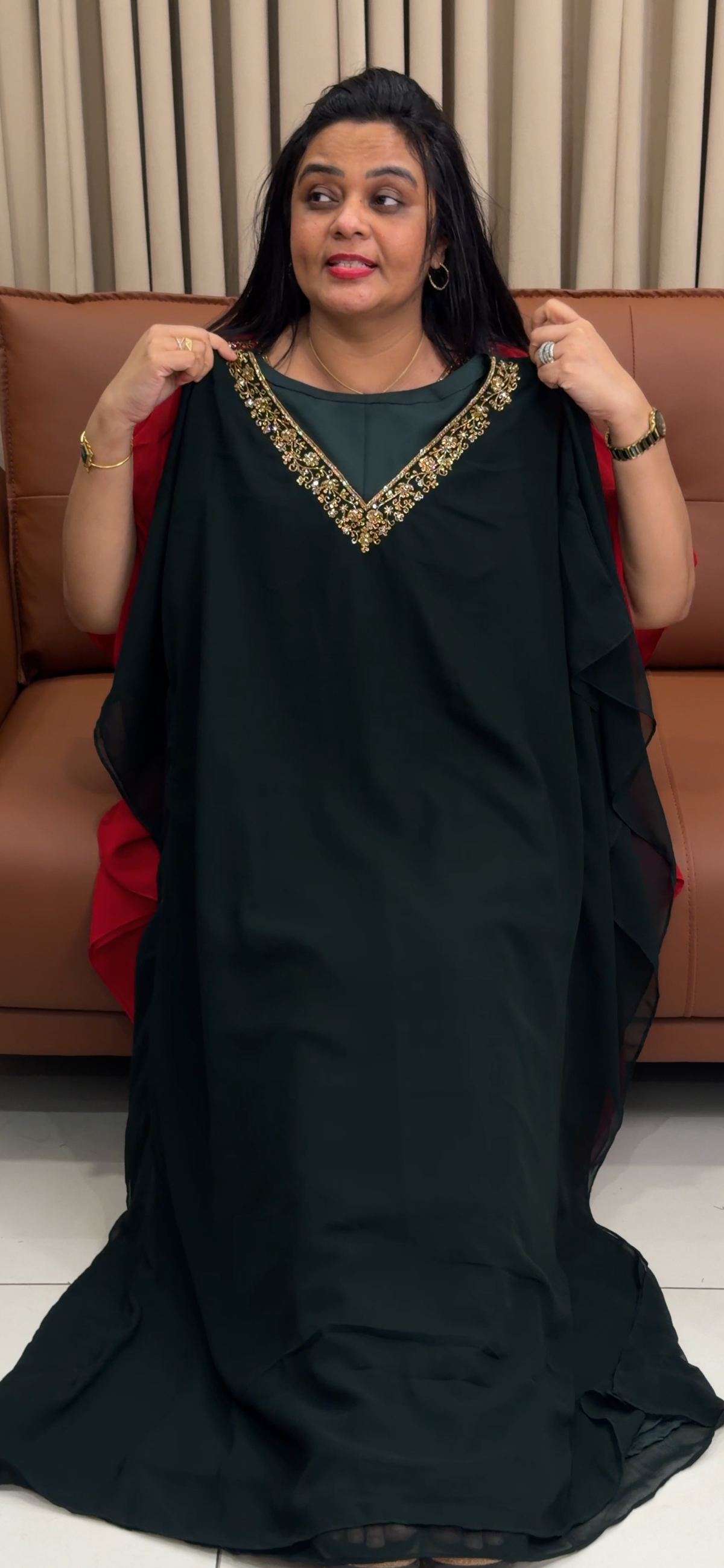 IHA'S IN-HOUSE FAUX GEORGETTE KAFTAN TOPS - IHA 35855